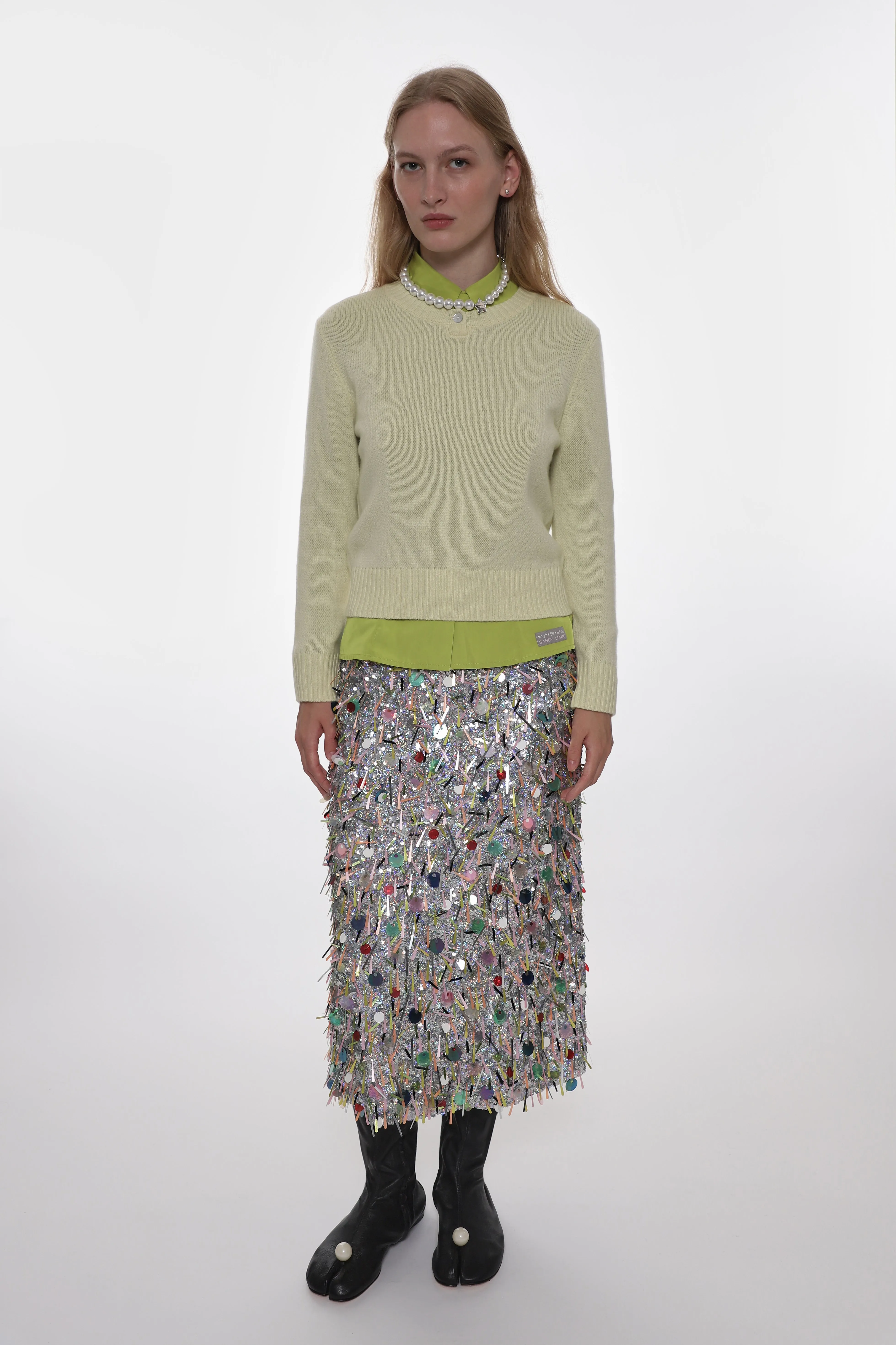 PINO CASHMERE SWEATER IN PALE YELLOW sold by Sandy Liang product image thumbnail 2
