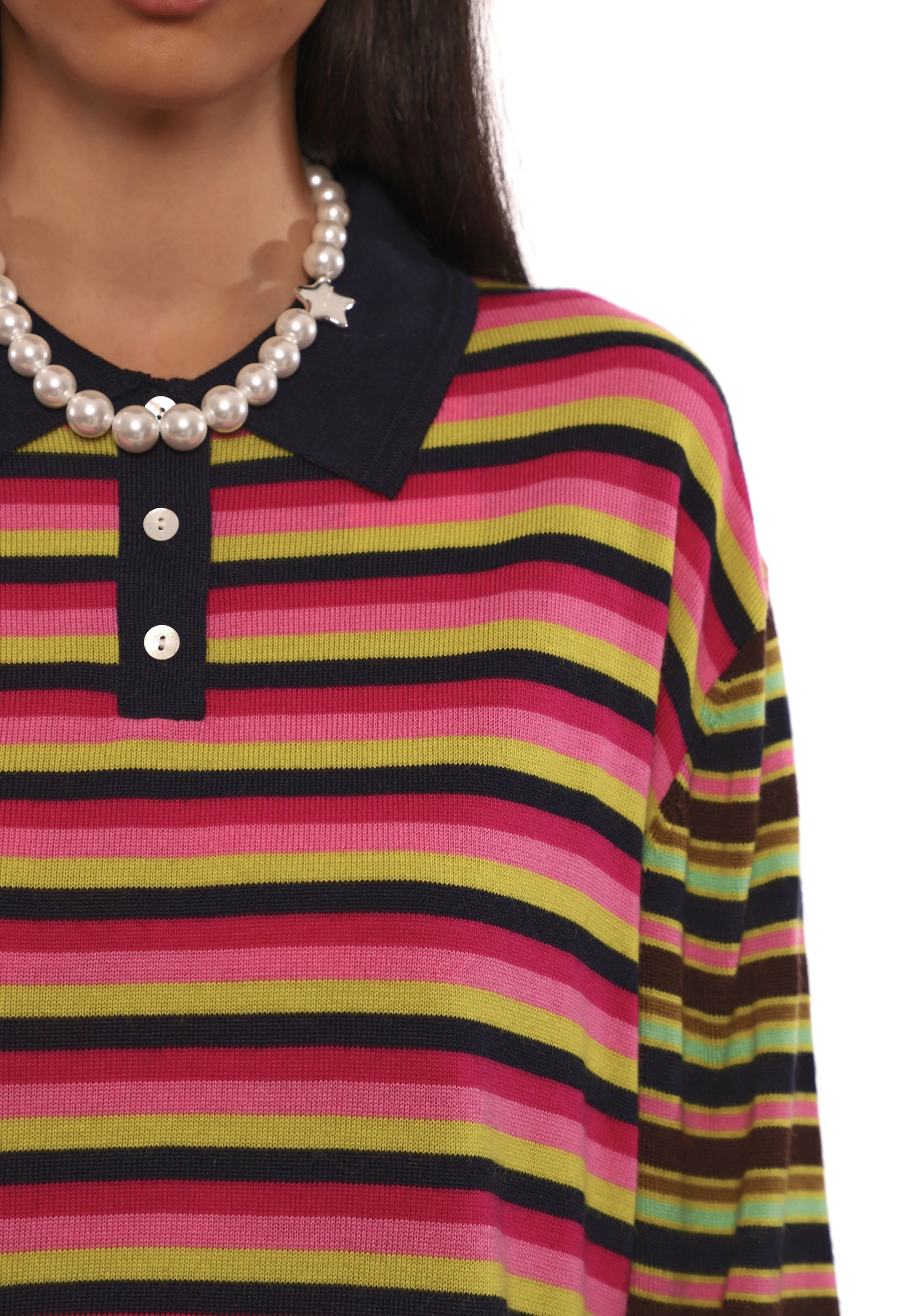 WOODS SWEATER IN PRE-K MAGENTA STRIPE sold by Sandy Liang product image thumbnail 3