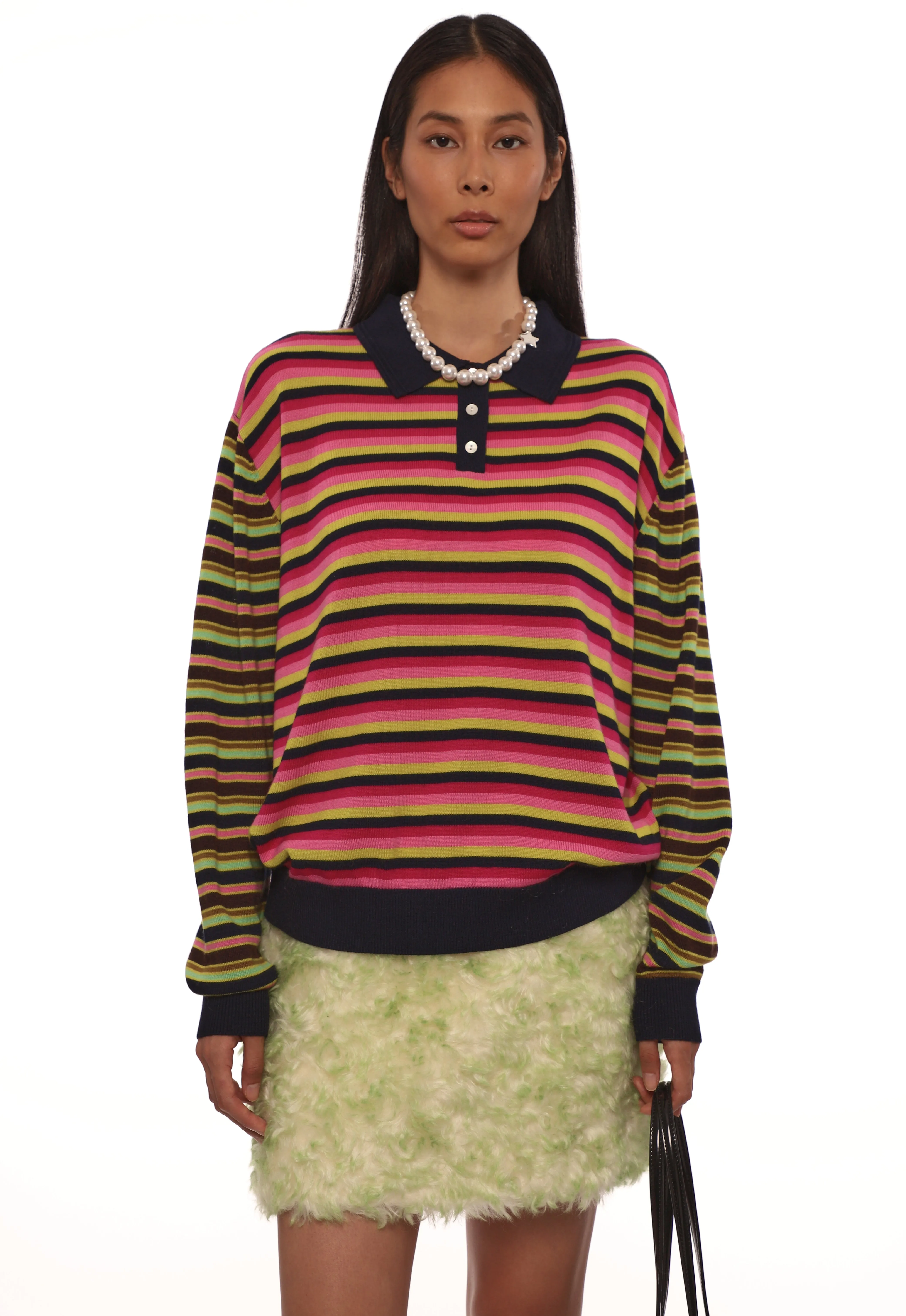 WOODS SWEATER IN PRE-K MAGENTA STRIPE sold by Sandy Liang product image thumbnail 5