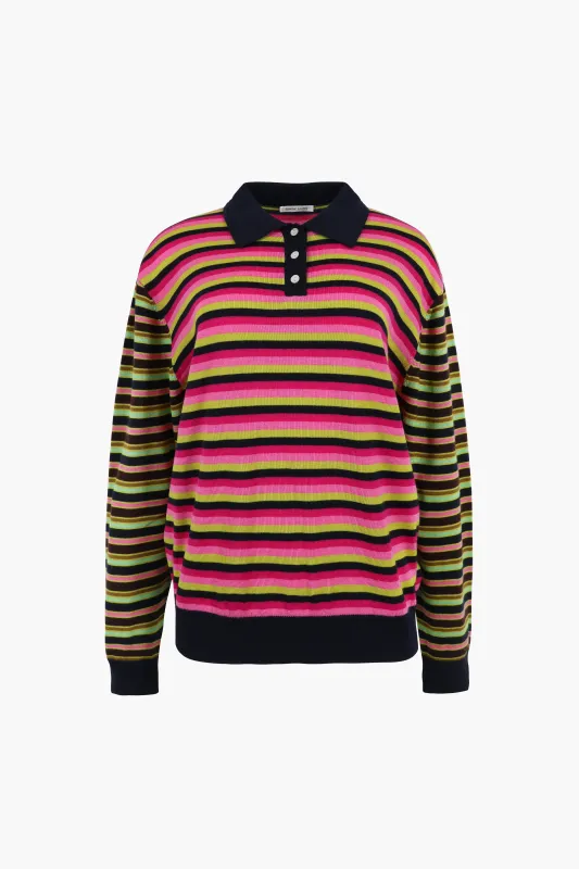 WOODS SWEATER IN PRE-K MAGENTA STRIPE sold by Sandy Liang