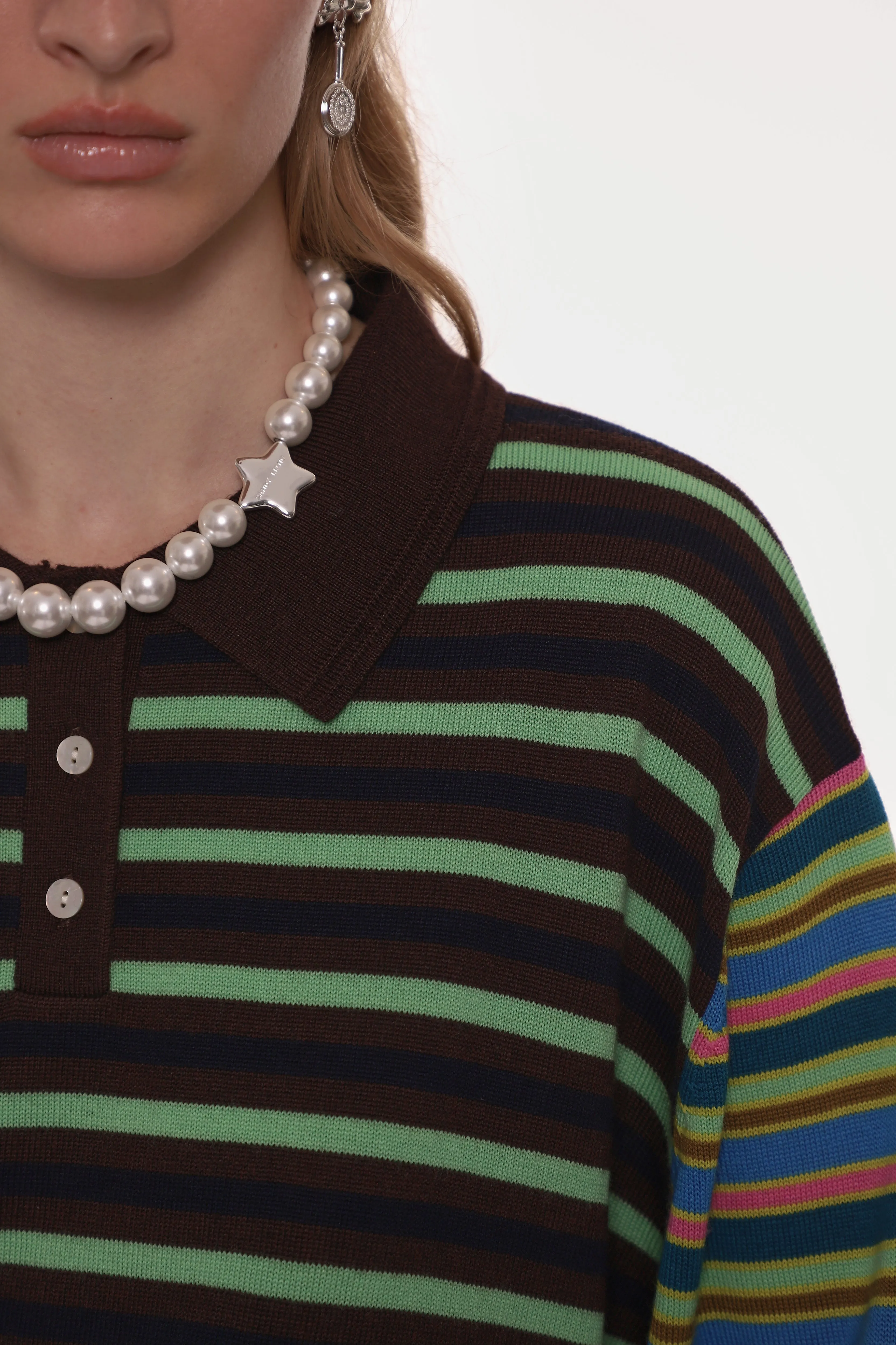 WOODS SWEATER IN PRE-K OLIVE STRIPE sold by Sandy Liang product image thumbnail 3