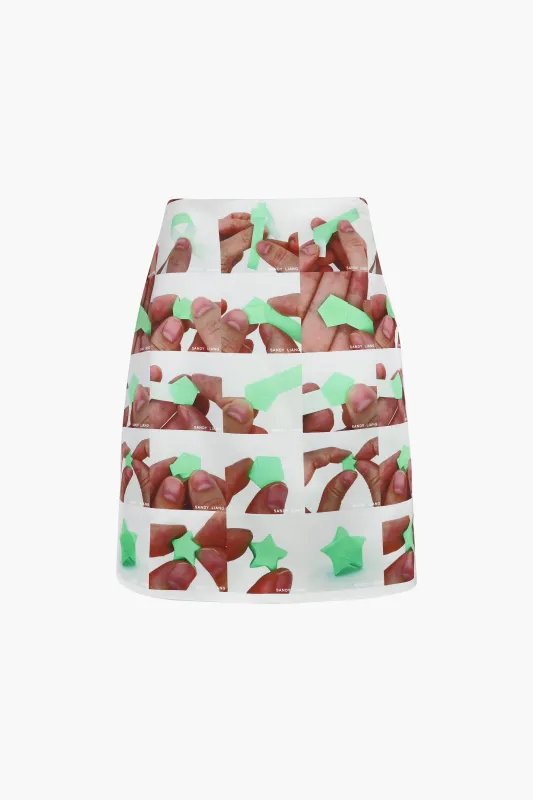 INA SKIRT IN ORIGAMI PRINT sold by Sandy Liang