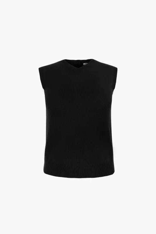 SHRUNKEN CASHMERE VEST IN BLACK sold by Sandy Liang