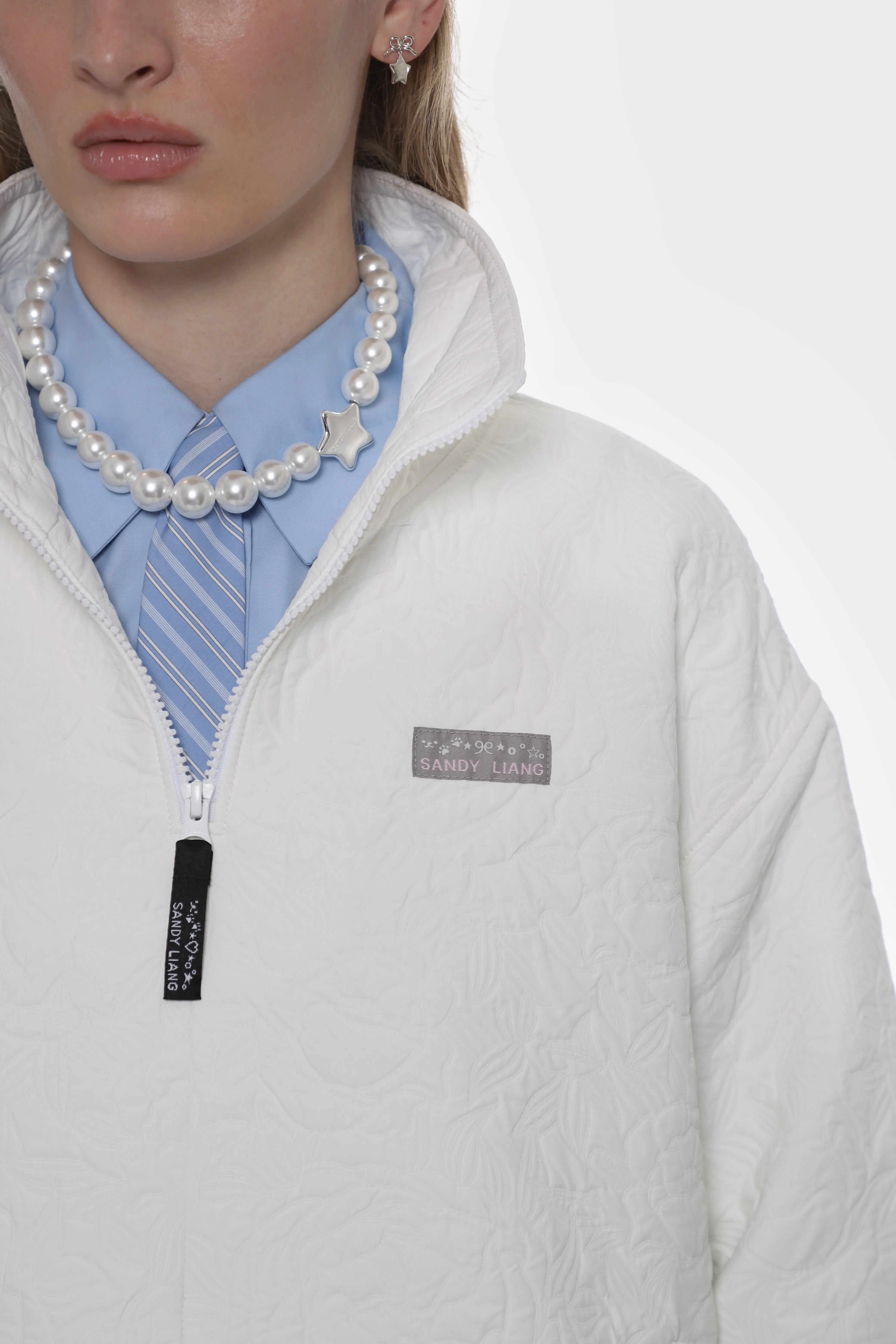 ASCHER PULLOVER IN WHITE JACQUARD sold by Sandy Liang product image thumbnail 3