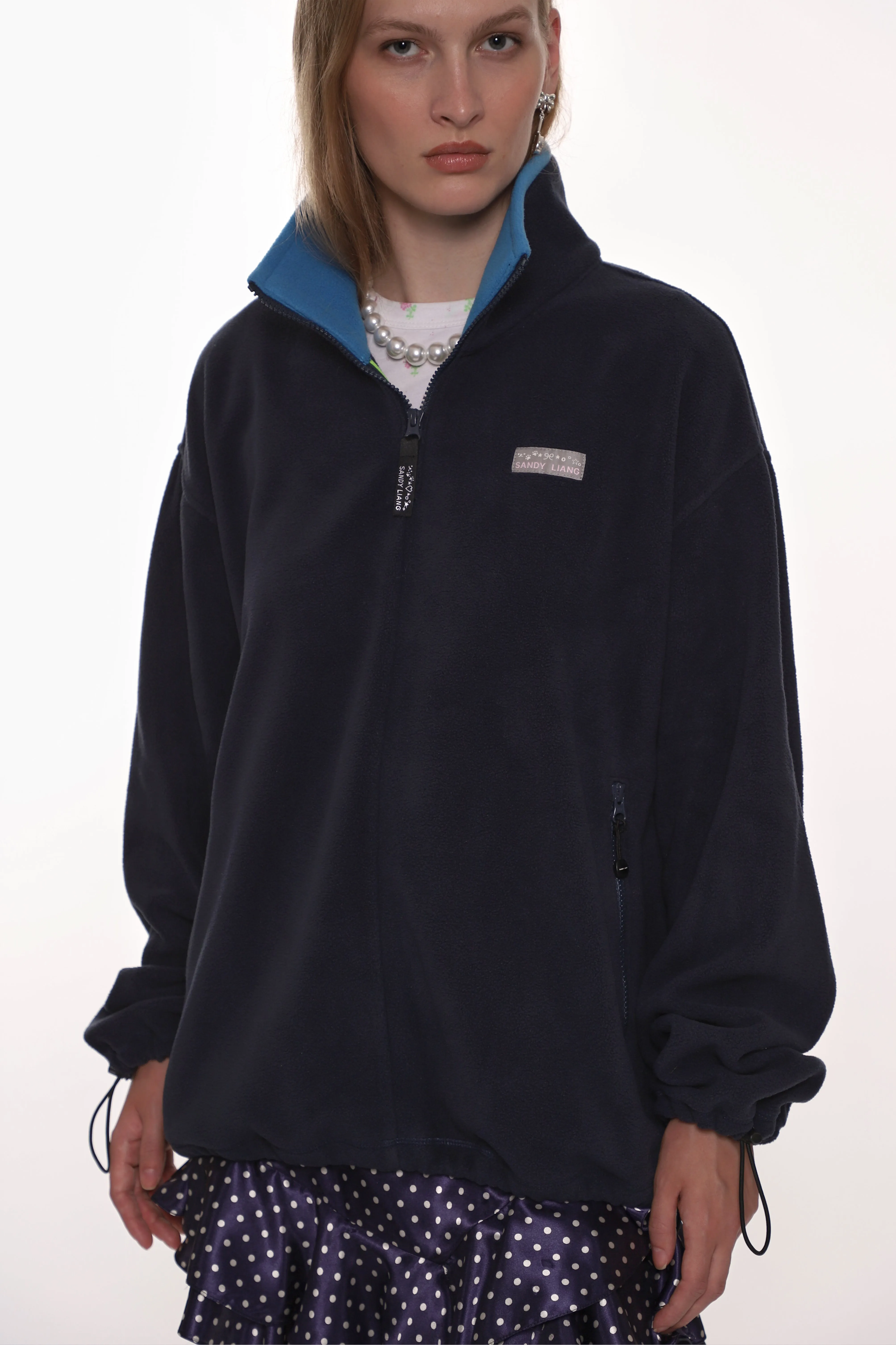 ASCHER PULLOVER FLEECE IN DARK NAVY sold by Sandy Liang product image thumbnail 4