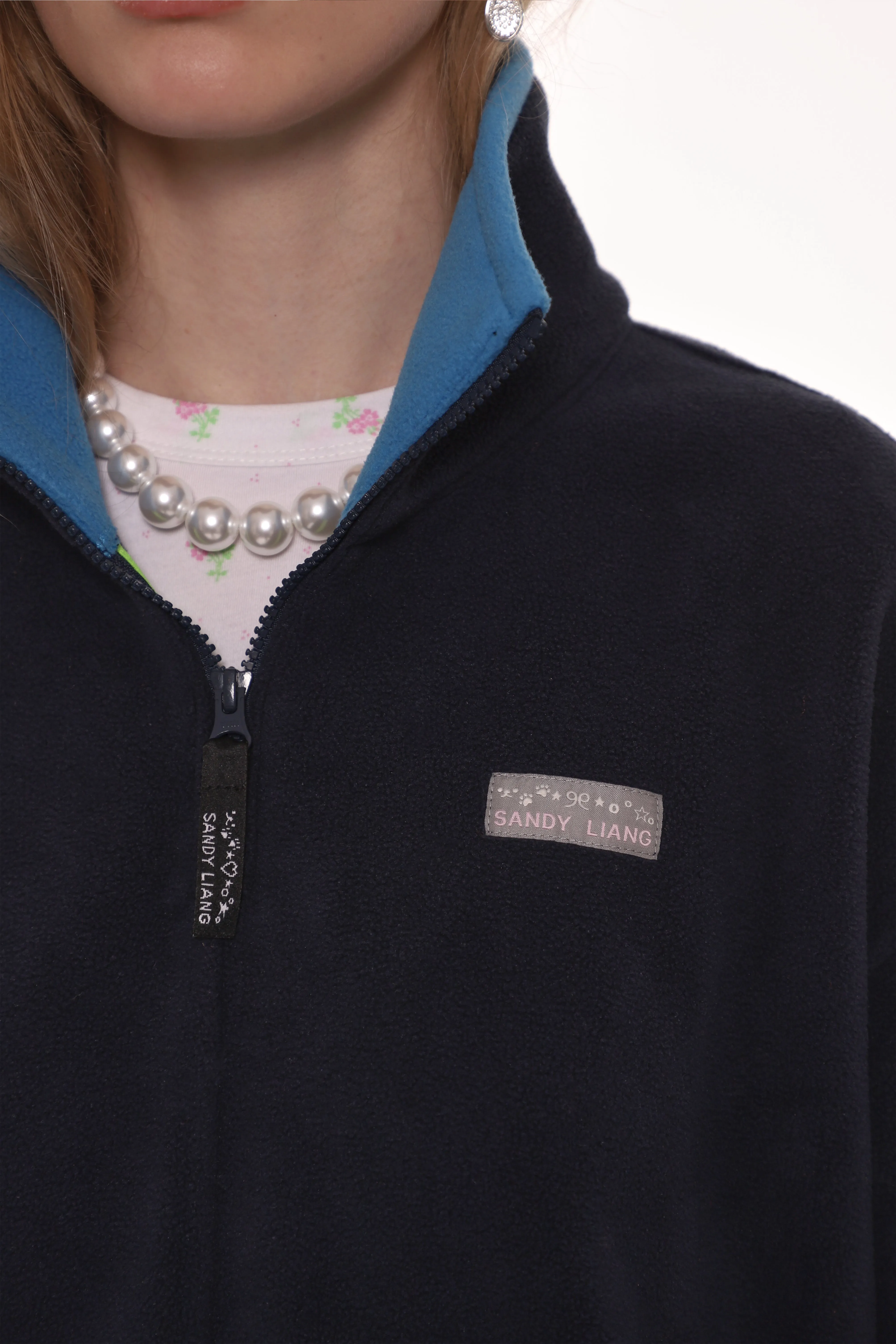 ASCHER PULLOVER FLEECE IN DARK NAVY sold by Sandy Liang product image thumbnail 5