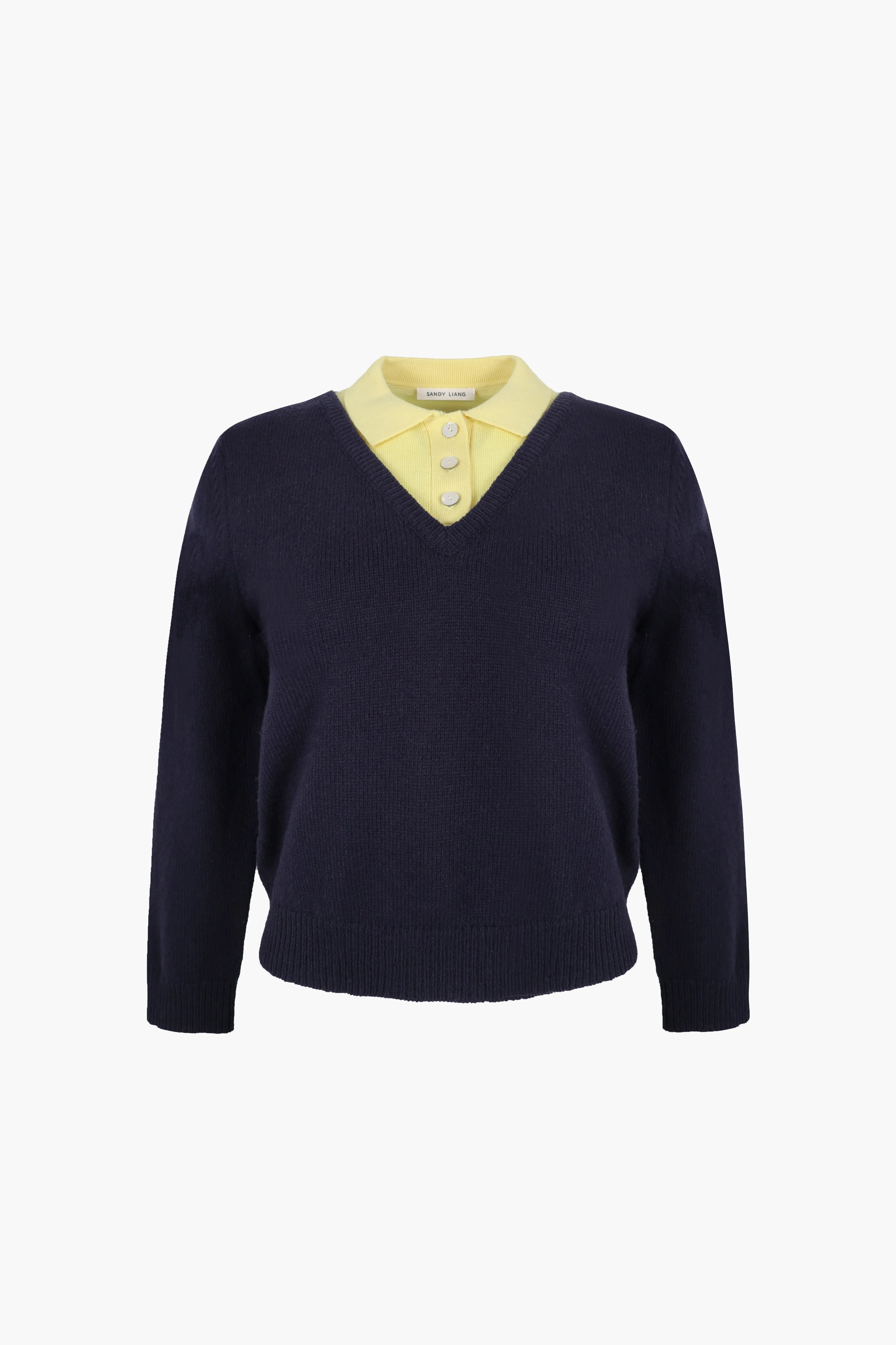 WESLEY SWEATER IN NAVY sold by Sandy Liang