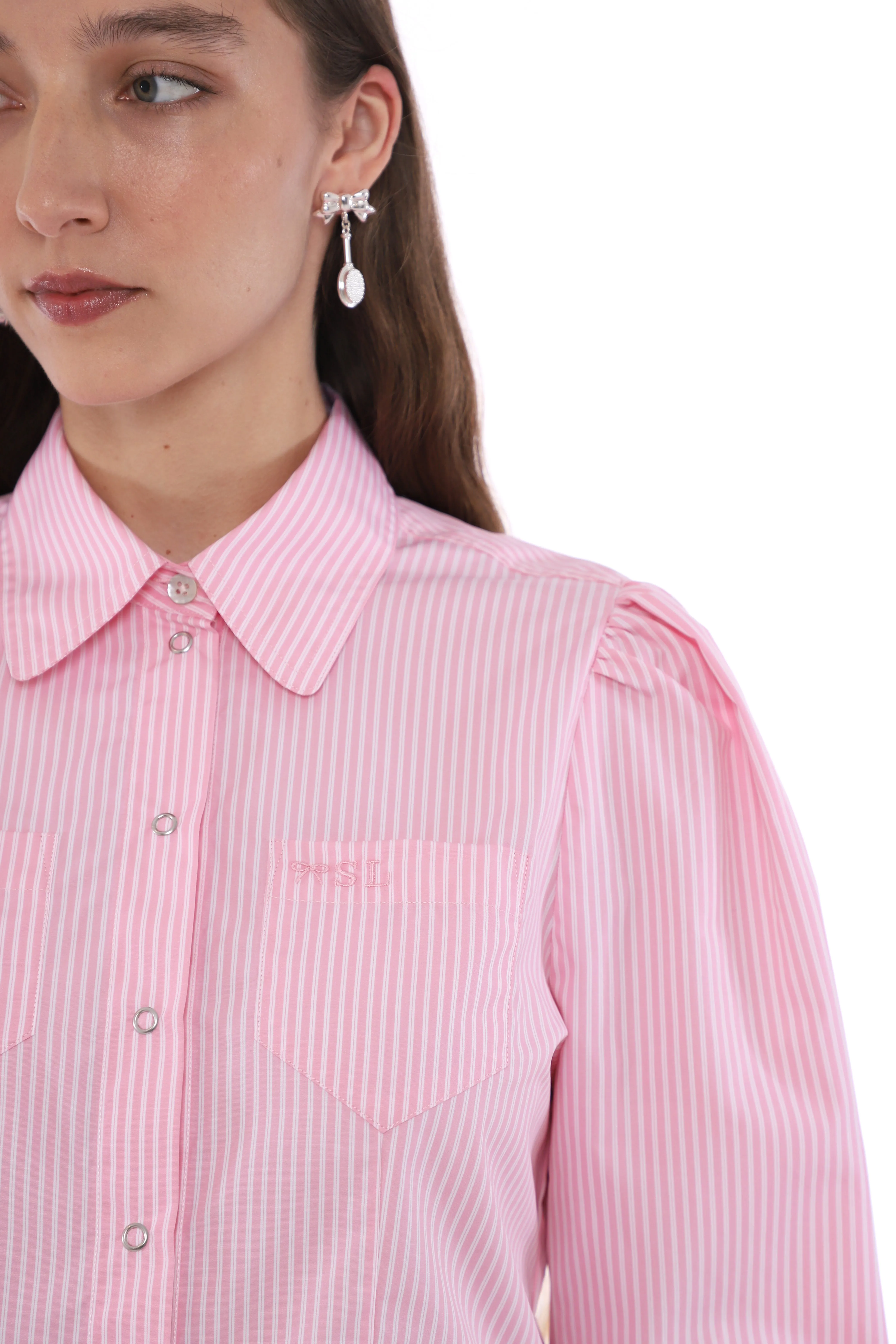 BAELA TOP IN PINK STRIPE sold by Sandy Liang product image thumbnail 3