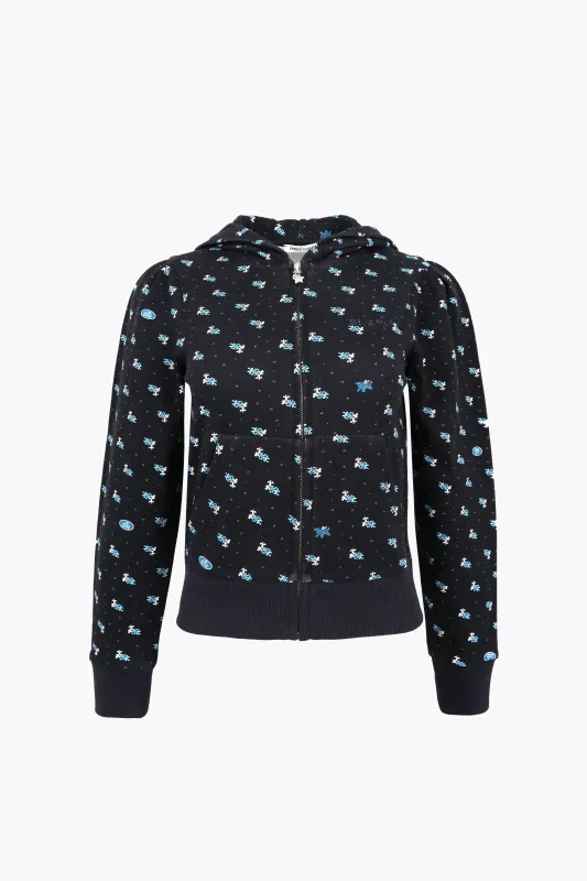 CARDAMOM HOODIE IN NAVY EVIL FLORAL made by Sandy Liang