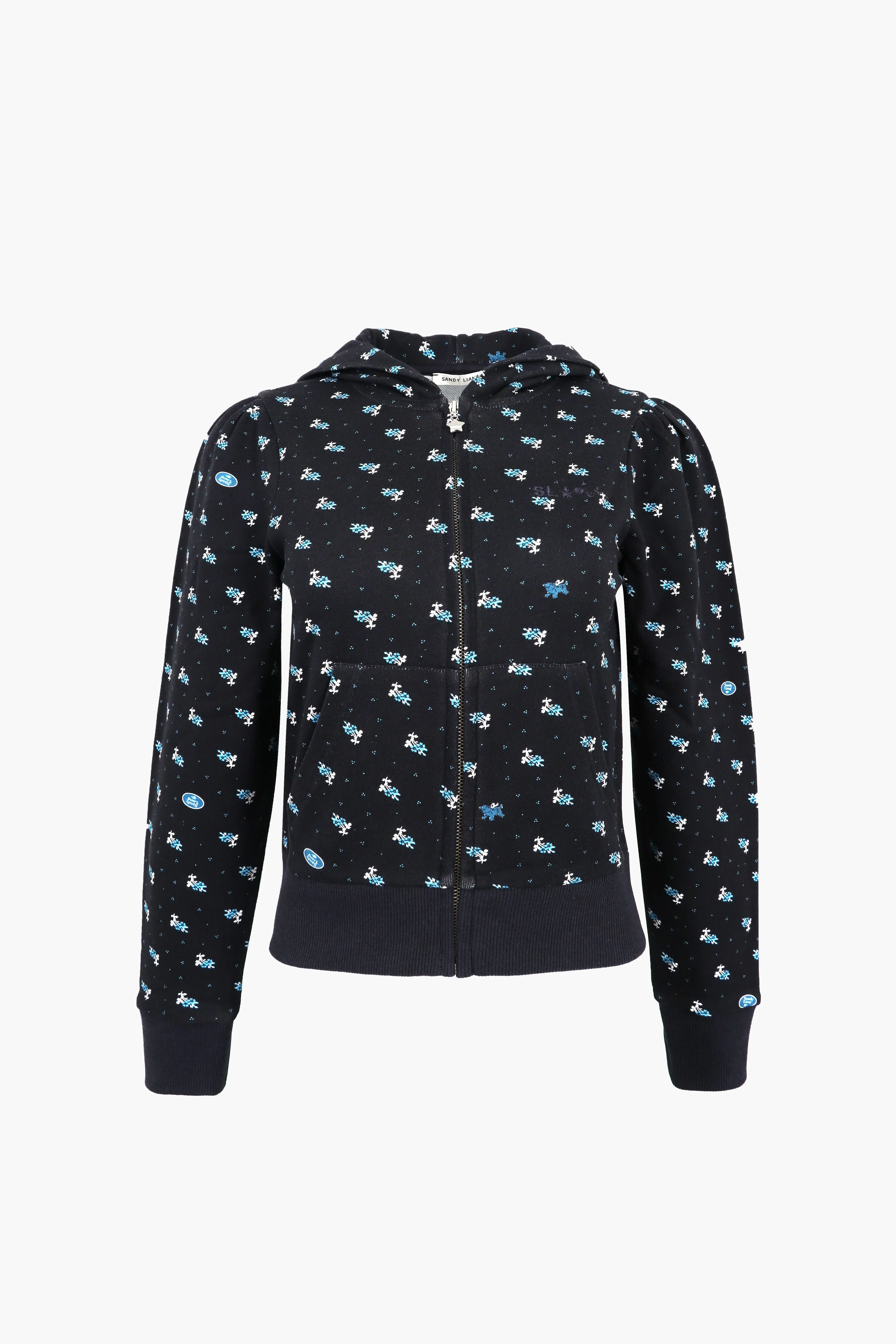 CARDAMOM HOODIE IN NAVY EVIL FLORAL sold by Sandy Liang