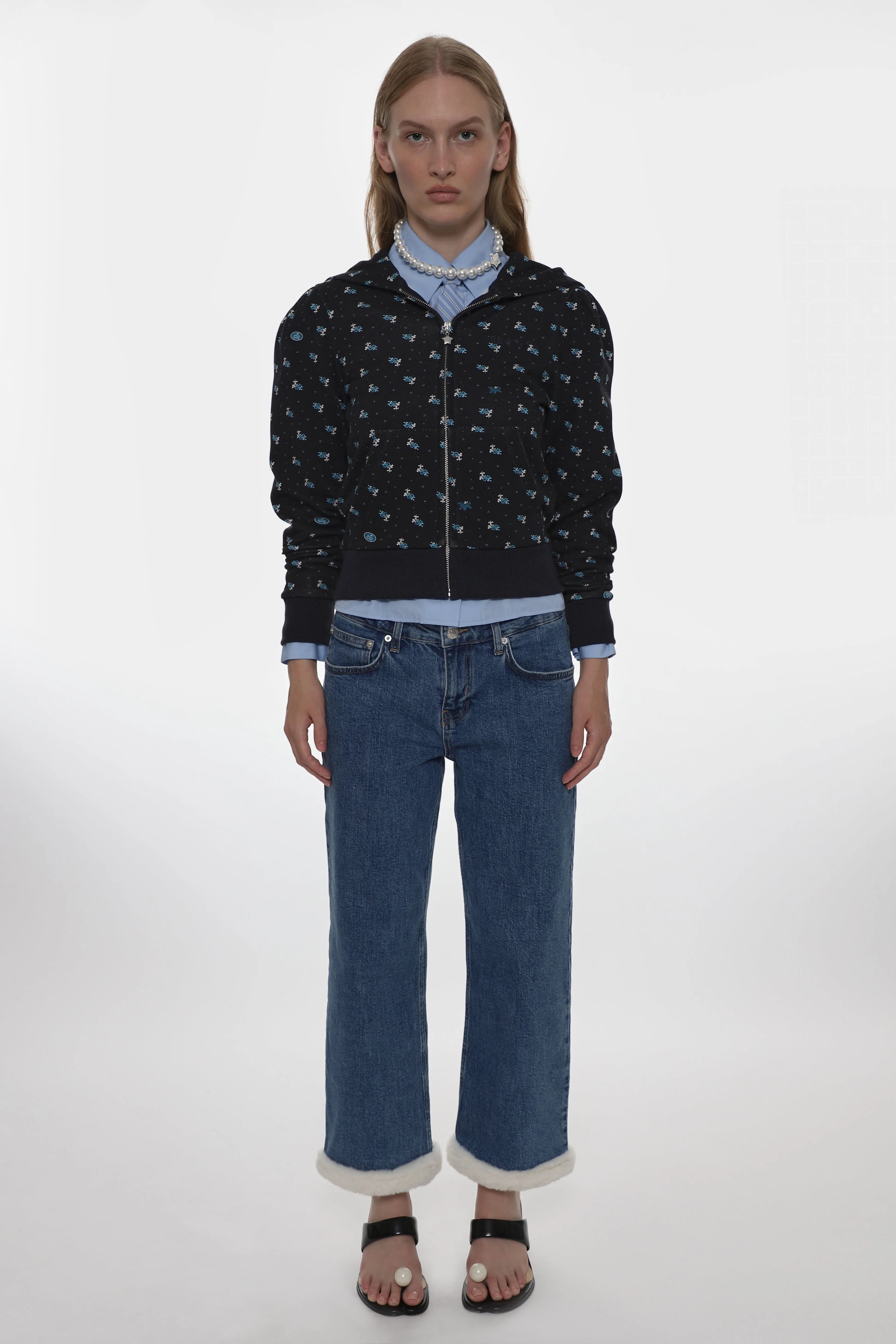 CARDAMOM HOODIE IN NAVY EVIL FLORAL sold by Sandy Liang product image thumbnail 2