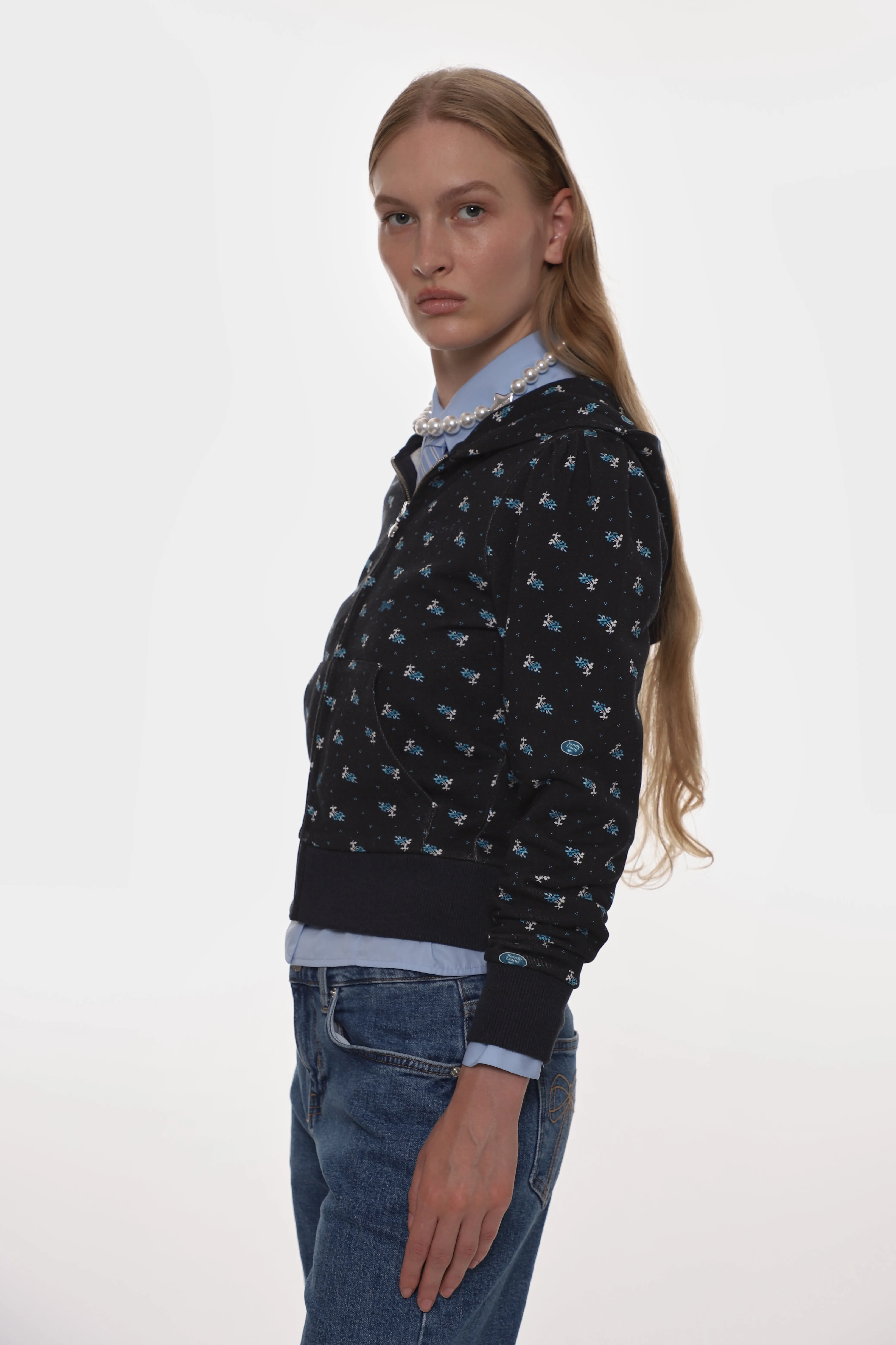 CARDAMOM HOODIE IN NAVY EVIL FLORAL sold by Sandy Liang product image thumbnail 3