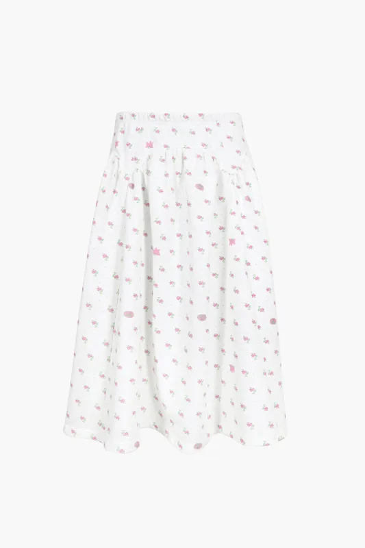 HOUSTON SKIRT IN WHITE EVIL FLORAL made by Sandy Liang