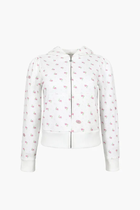 CARDAMOM HOODIE IN WHITE EVIL FLORAL made by Sandy Liang