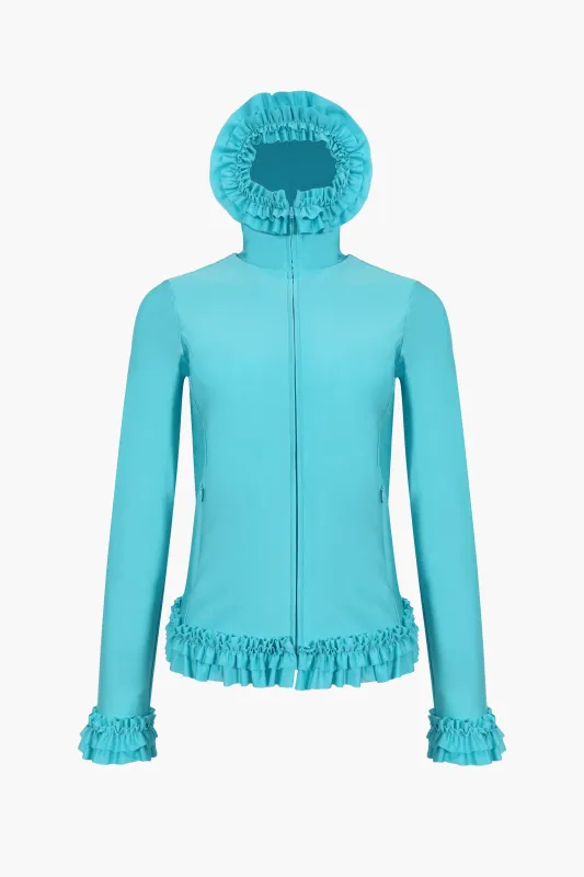 PARSNIP ZIP HOODIE IN AQUA sold by Sandy Liang