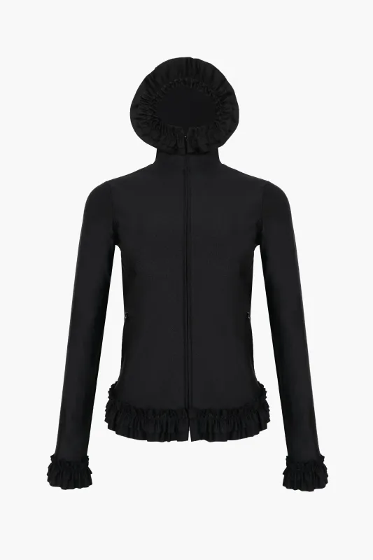 PARSNIP ZIP HOODIE IN BLACK sold by Sandy Liang