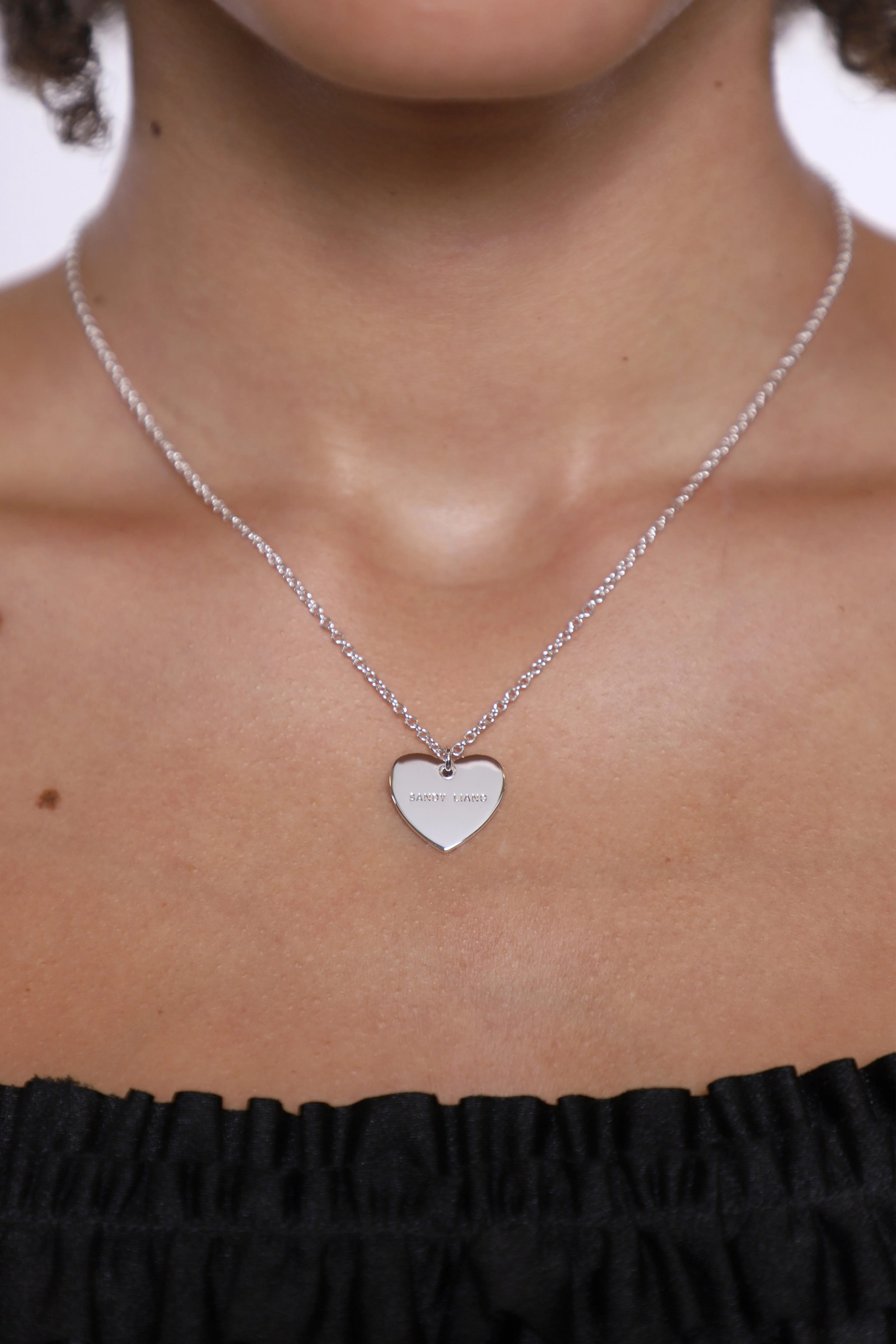 STERLING SILVER HEART TAG NECKLACE sold by Sandy Liang product image thumbnail 3