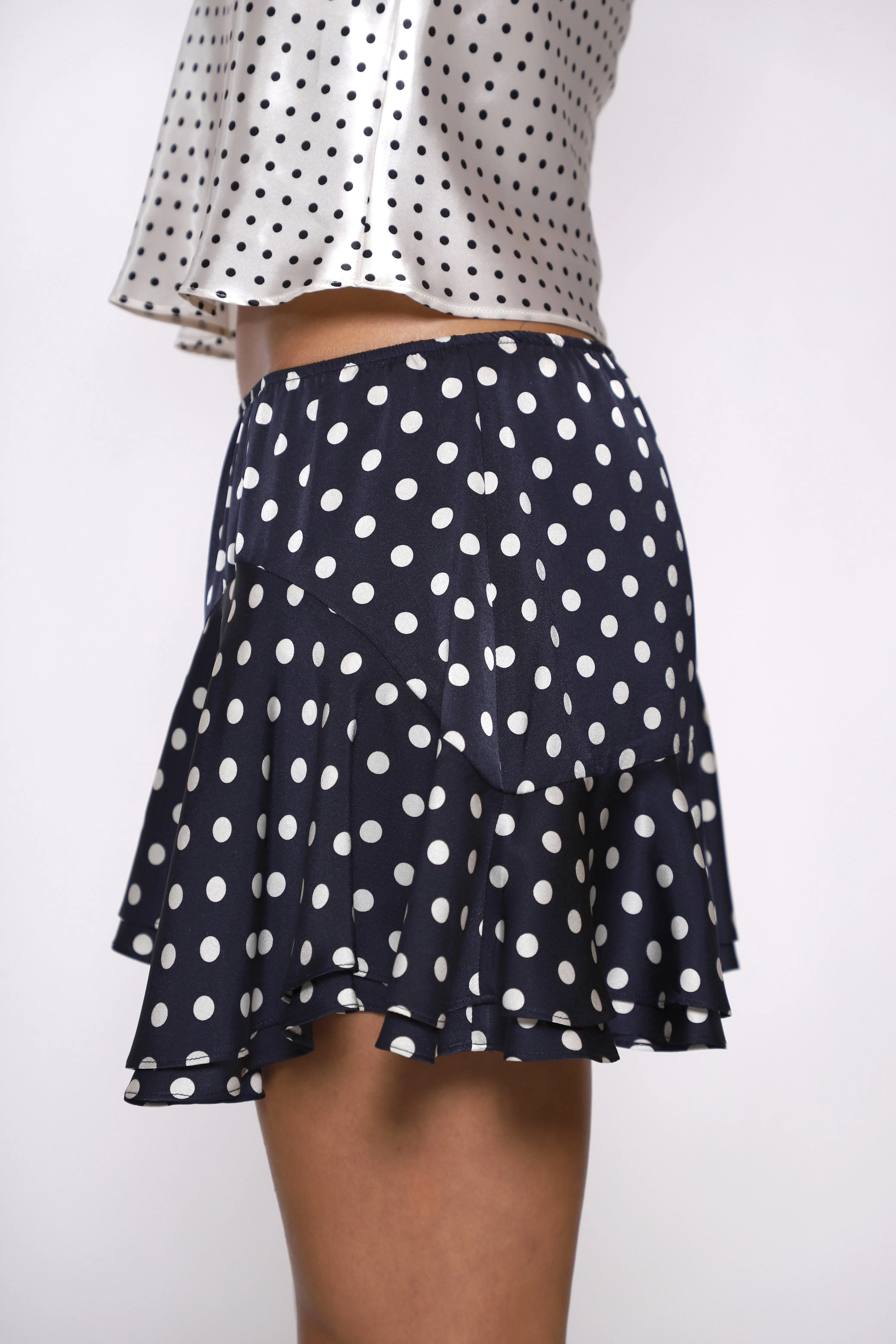 ZENO SKIRT IN NAVY POLKA DOT sold by Sandy Liang product image thumbnail 4