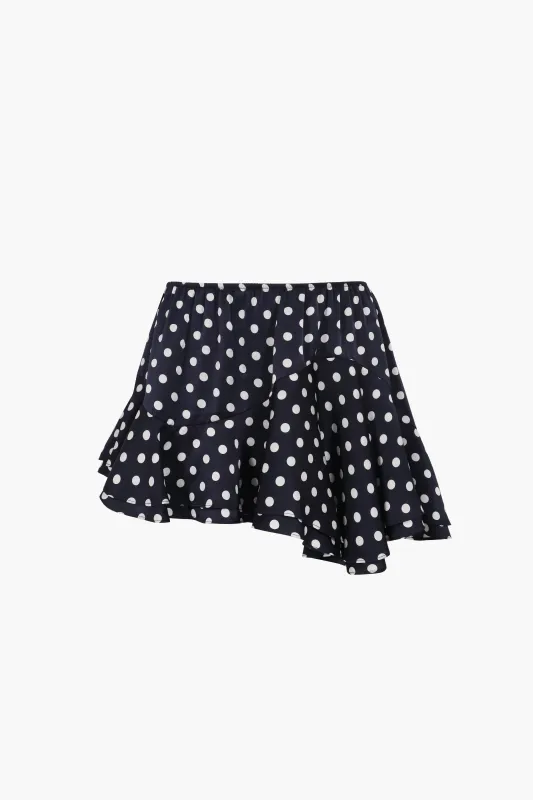 ZENO SKIRT IN NAVY POLKA DOT sold by Sandy Liang