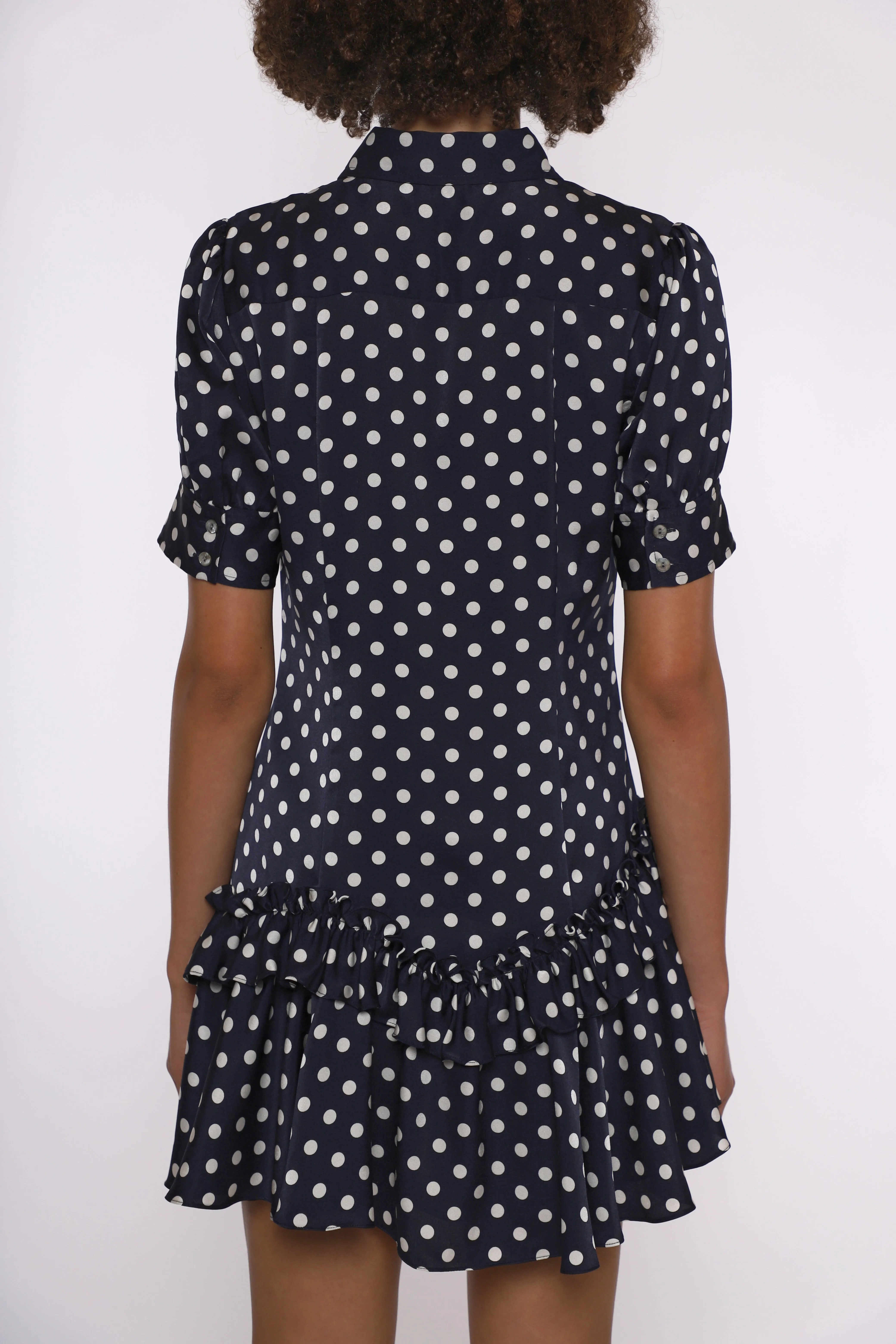 SNOOD DRESS IN NAVY POLKA DOT sold by Sandy Liang product image thumbnail 4