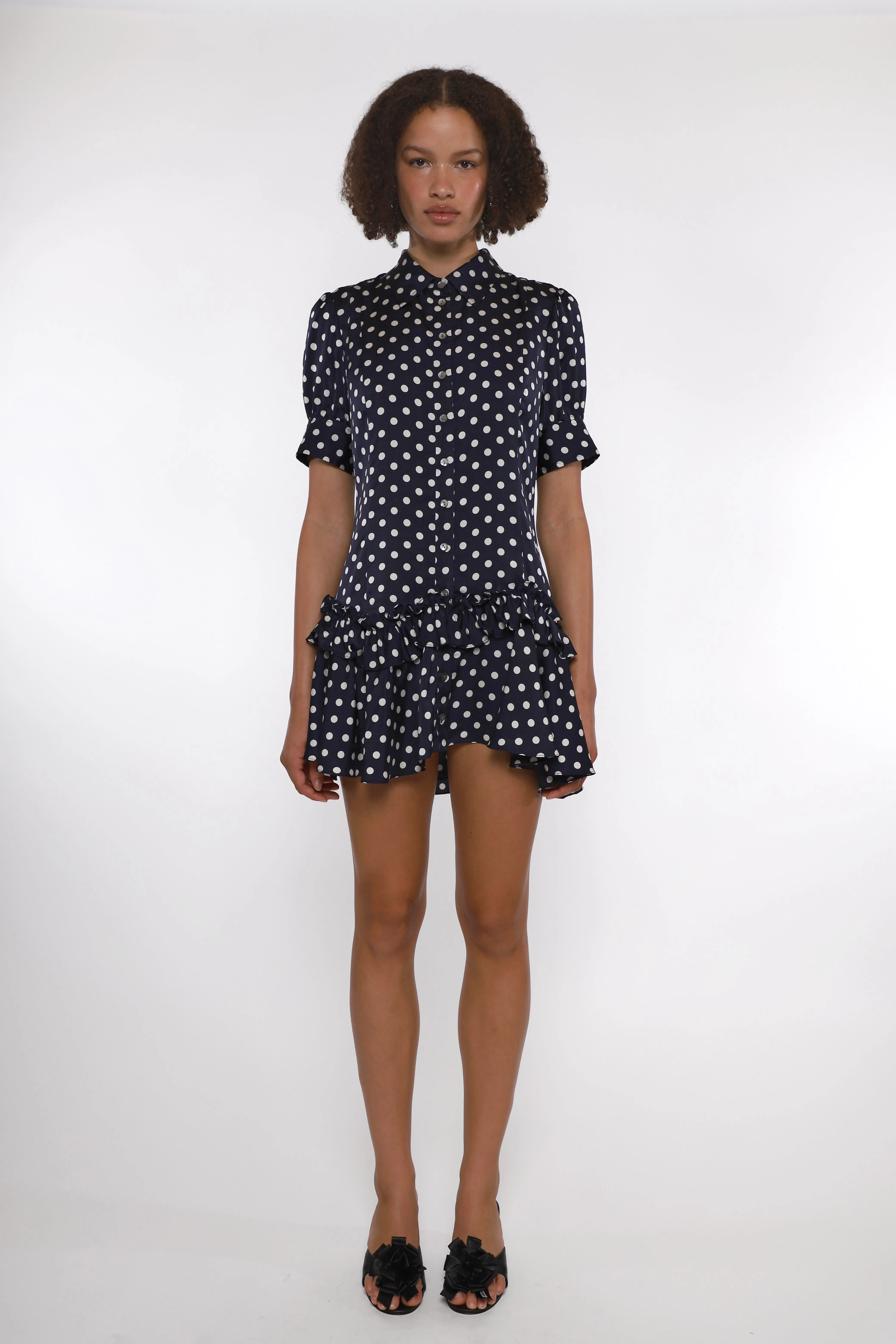 SNOOD DRESS IN NAVY POLKA DOT sold by Sandy Liang product image thumbnail 2