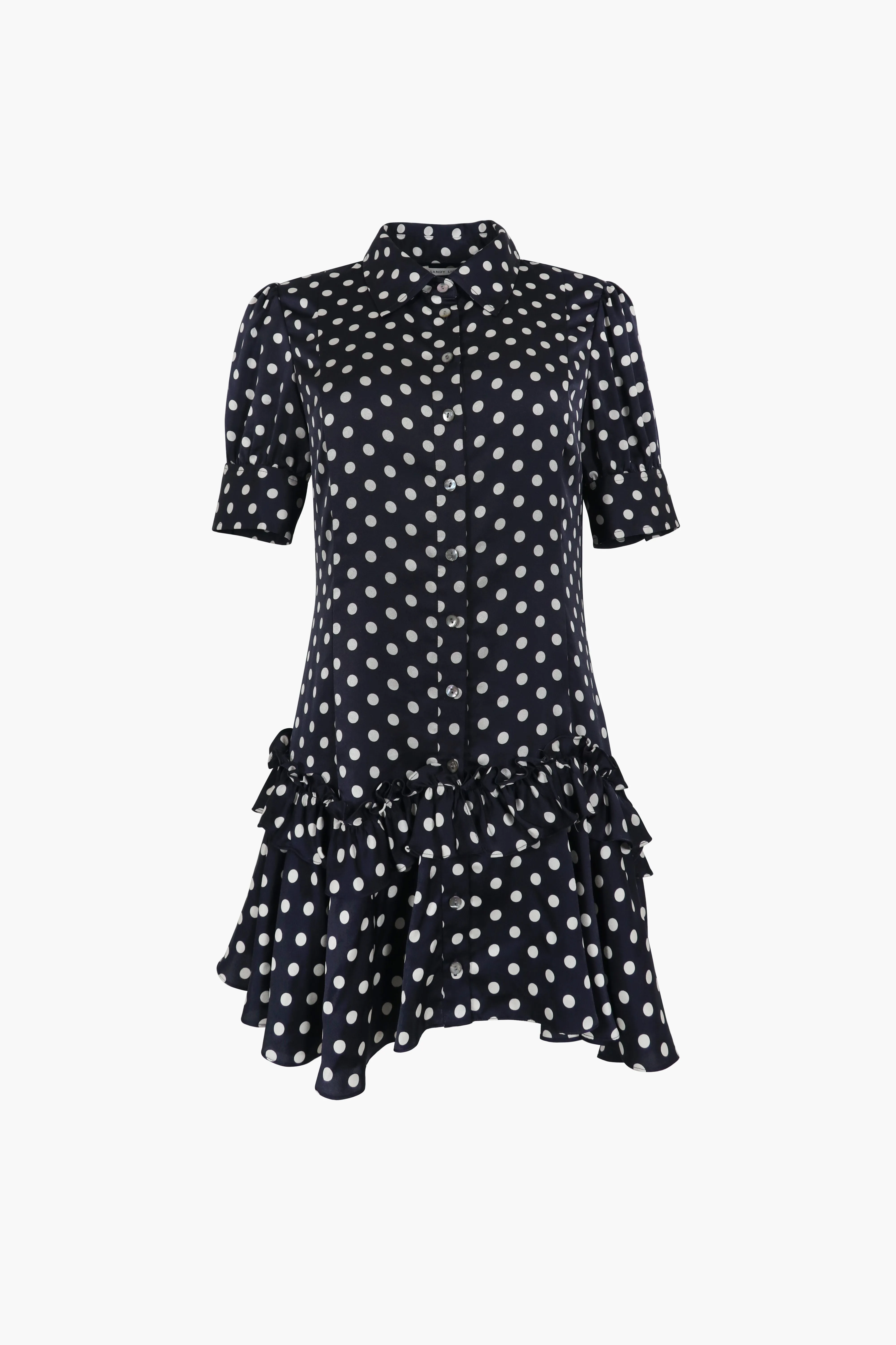 SNOOD DRESS IN NAVY POLKA DOT sold by Sandy Liang