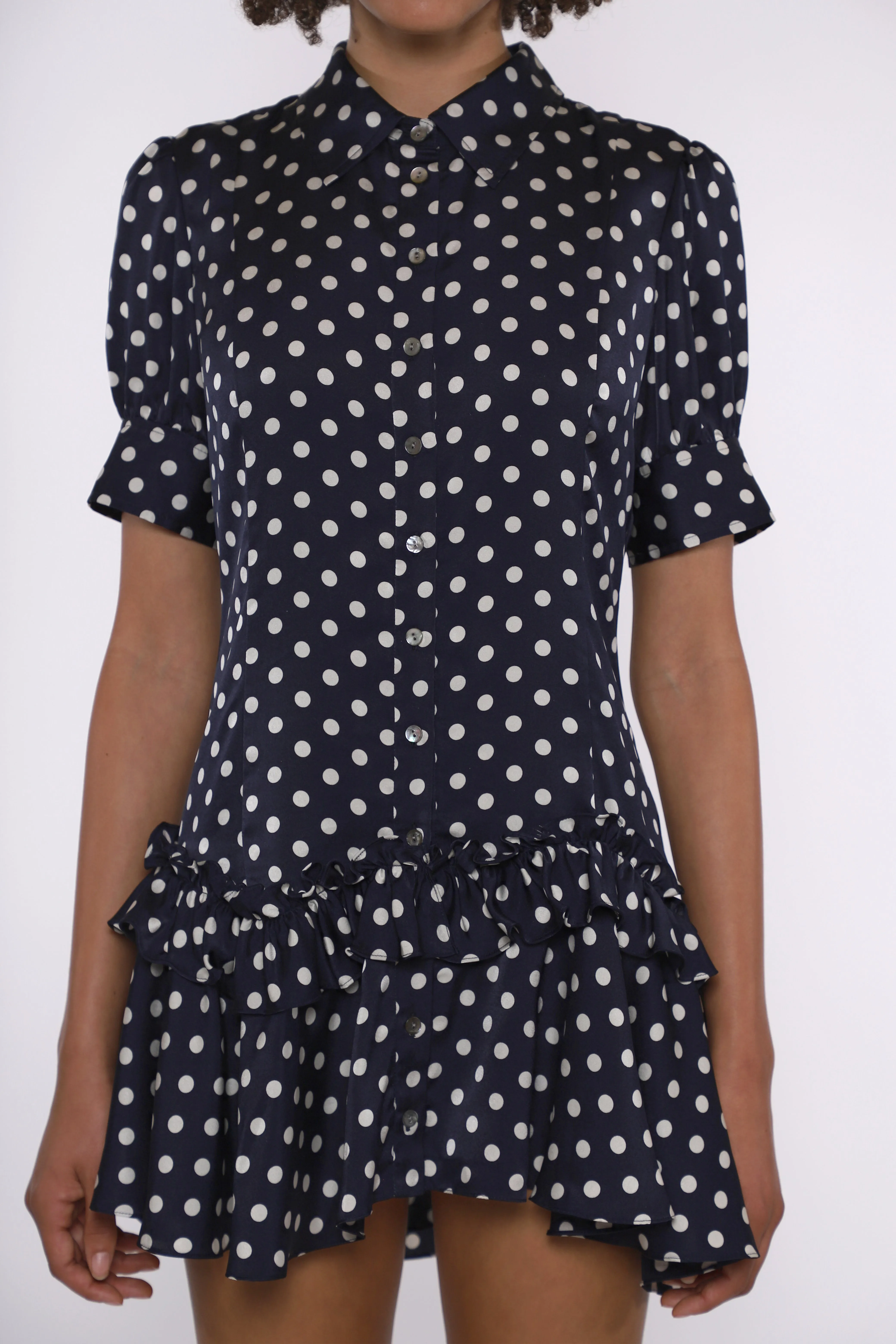 SNOOD DRESS IN NAVY POLKA DOT sold by Sandy Liang product image thumbnail 3