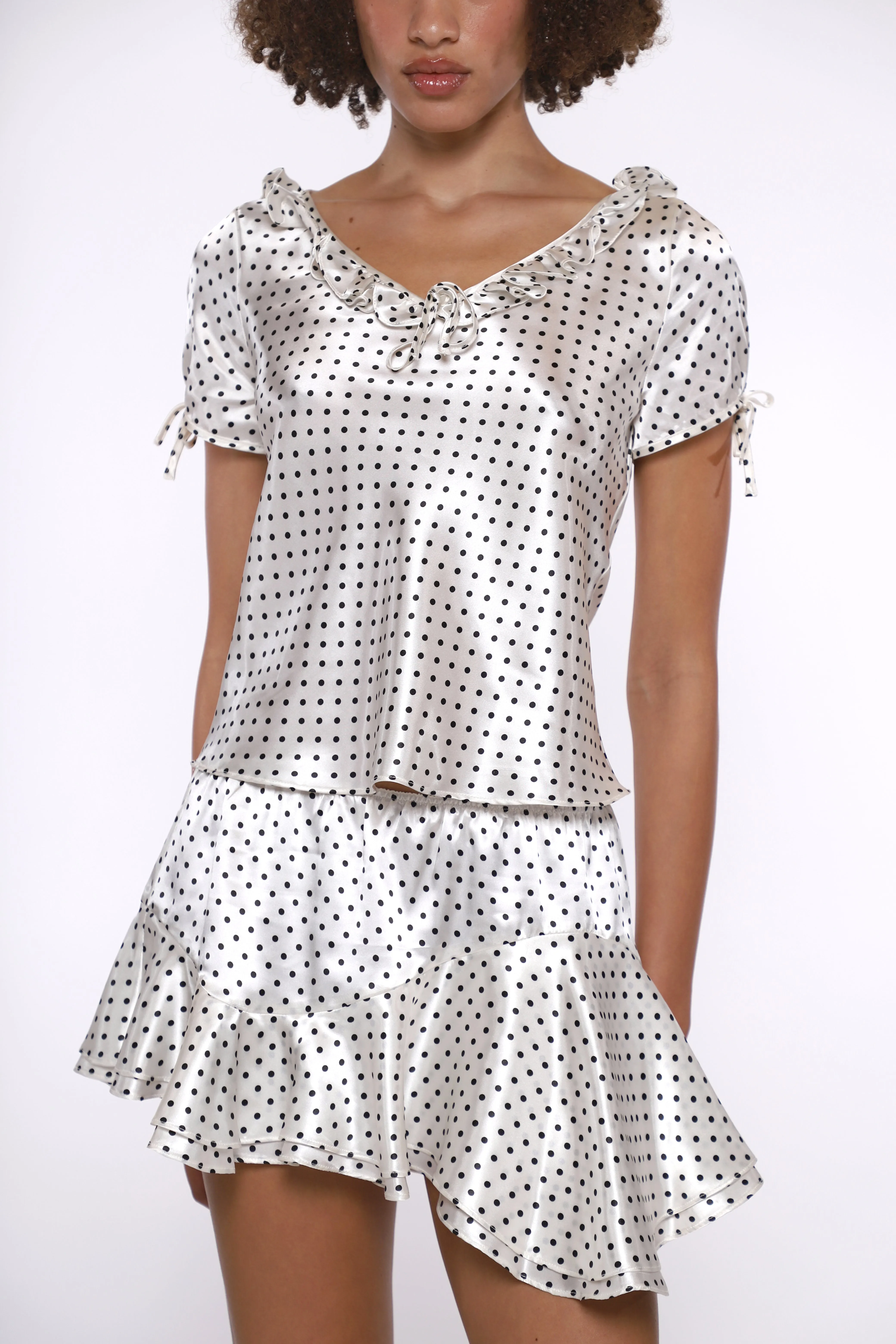 ZENO SKIRT IN WHITE POLKA DOT sold by Sandy Liang product image thumbnail 3
