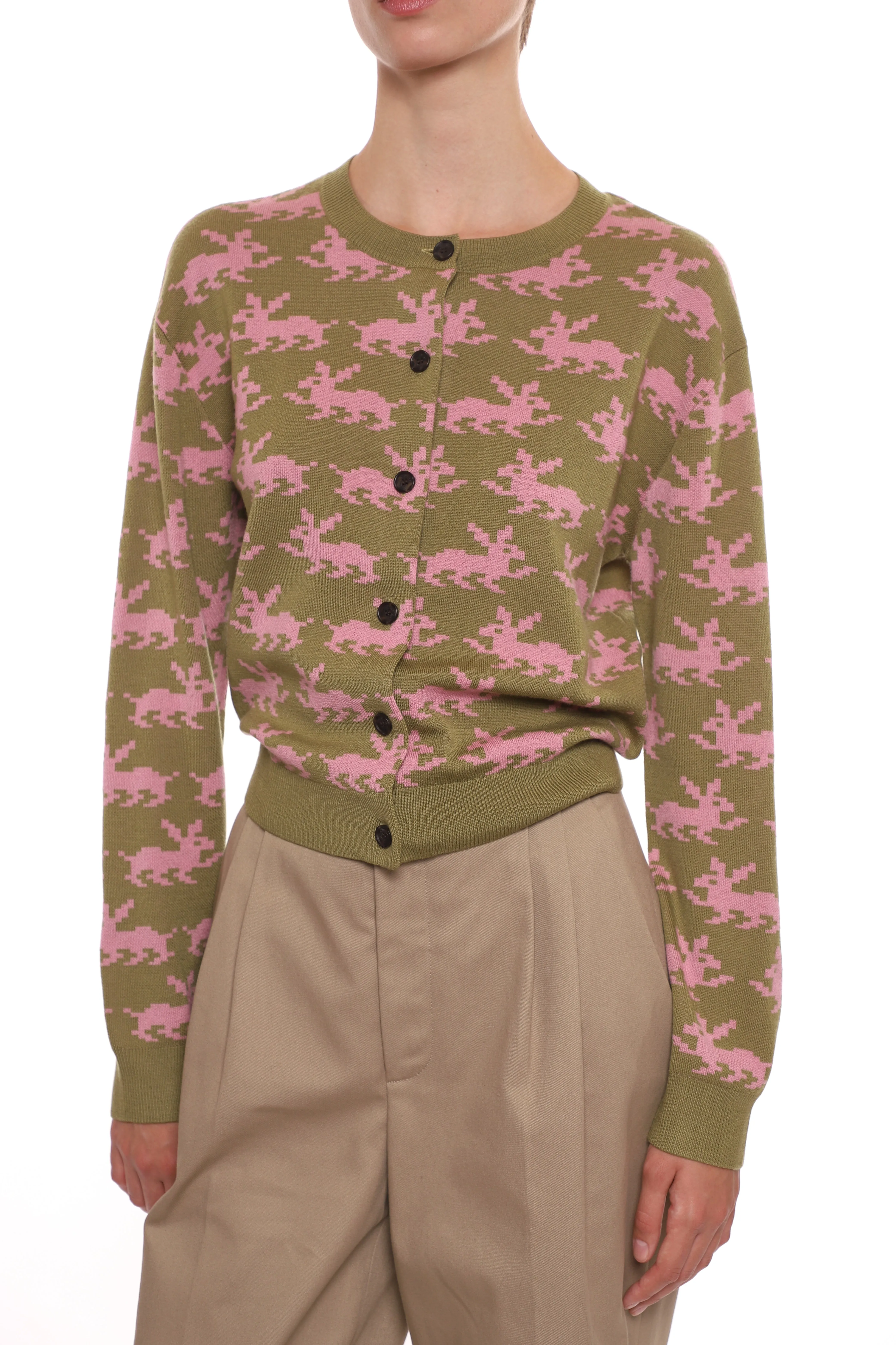 BOUCHETTE CARDIGAN IN OLIVE sold by Sandy Liang product image thumbnail 3