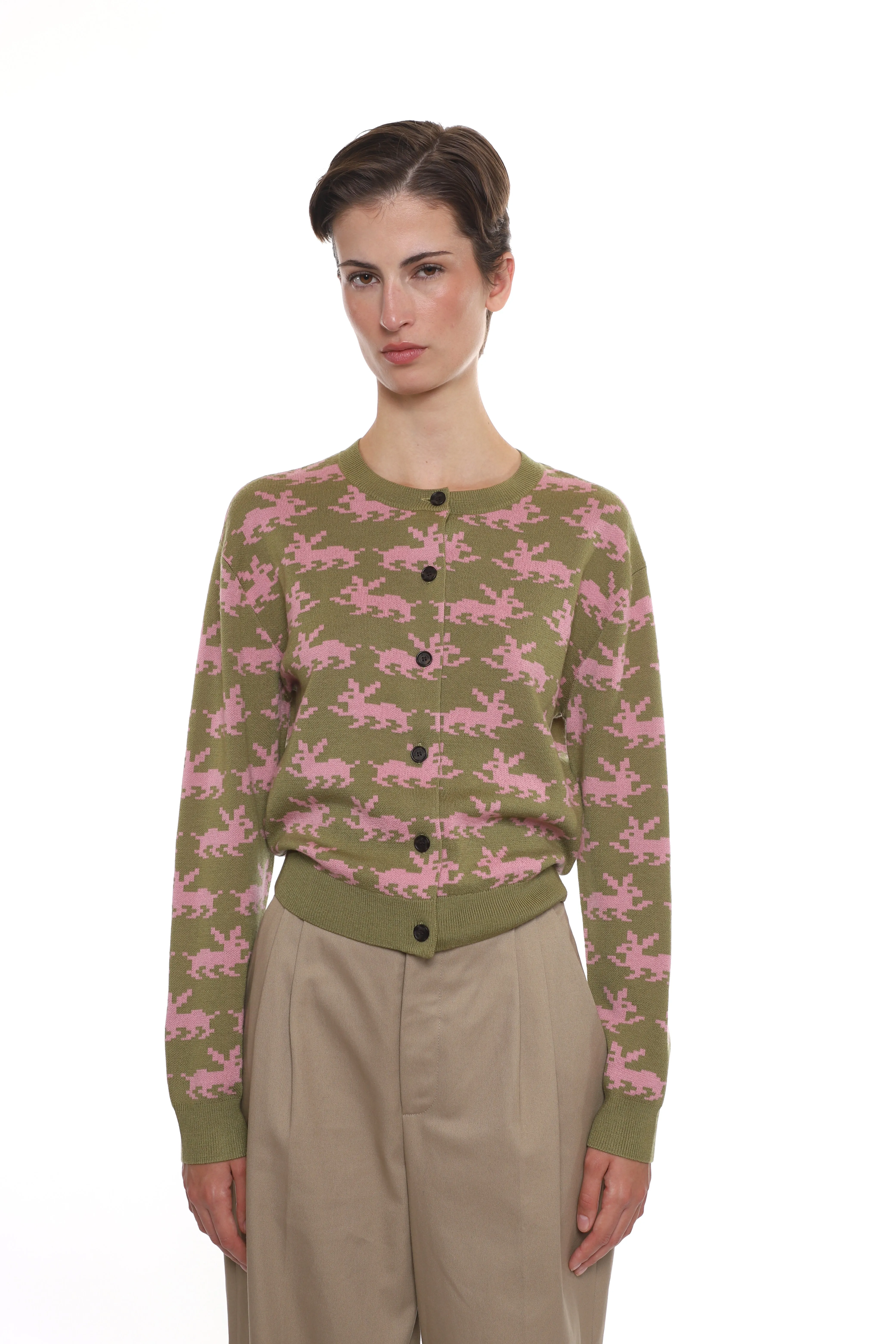 BOUCHETTE CARDIGAN IN OLIVE sold by Sandy Liang product image thumbnail 5