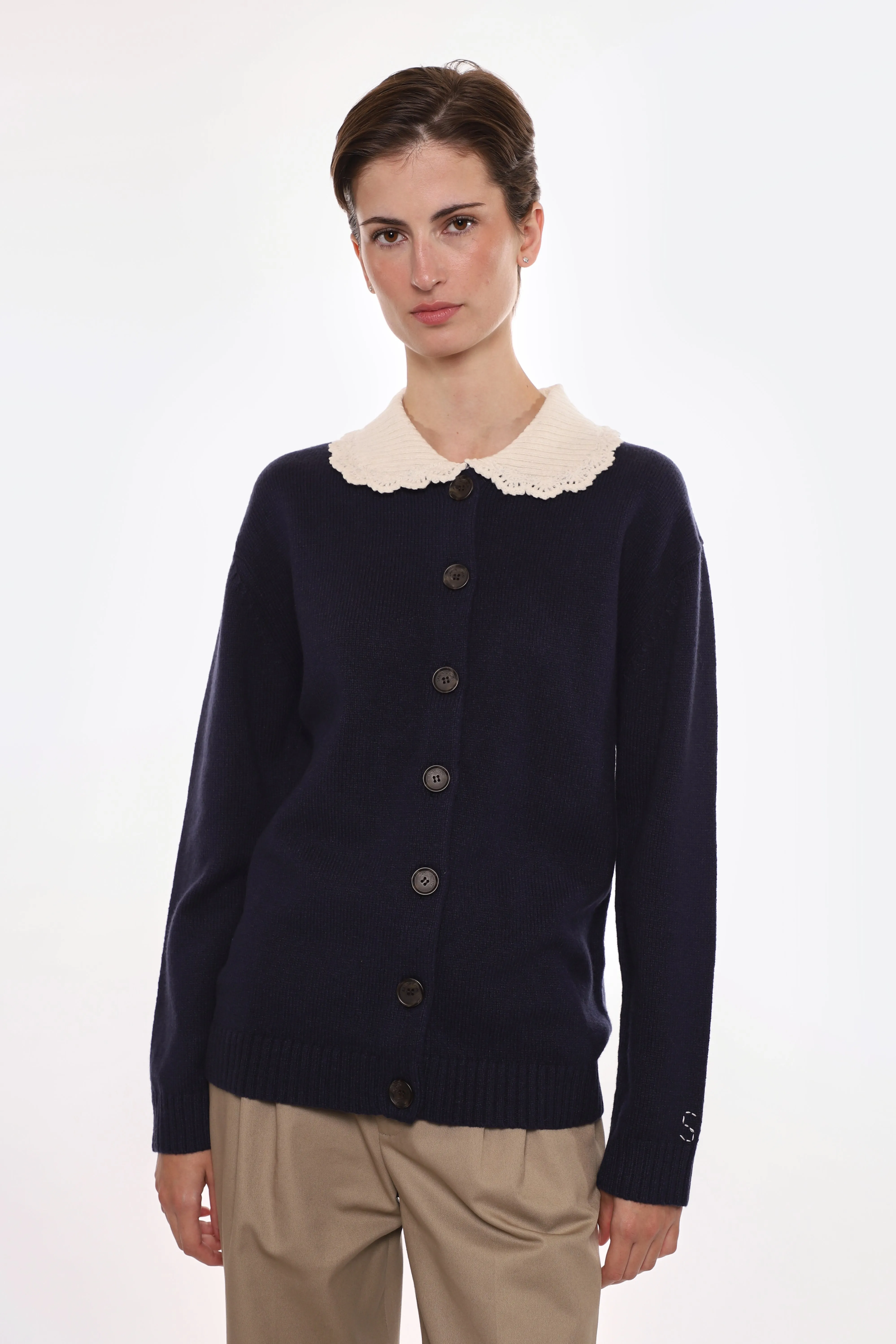 KODA CARDIGAN IN NAVY sold by Sandy Liang product image thumbnail 3