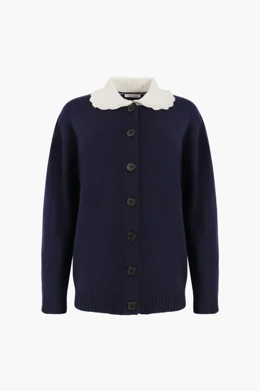 KODA CARDIGAN IN NAVY sold by Sandy Liang
