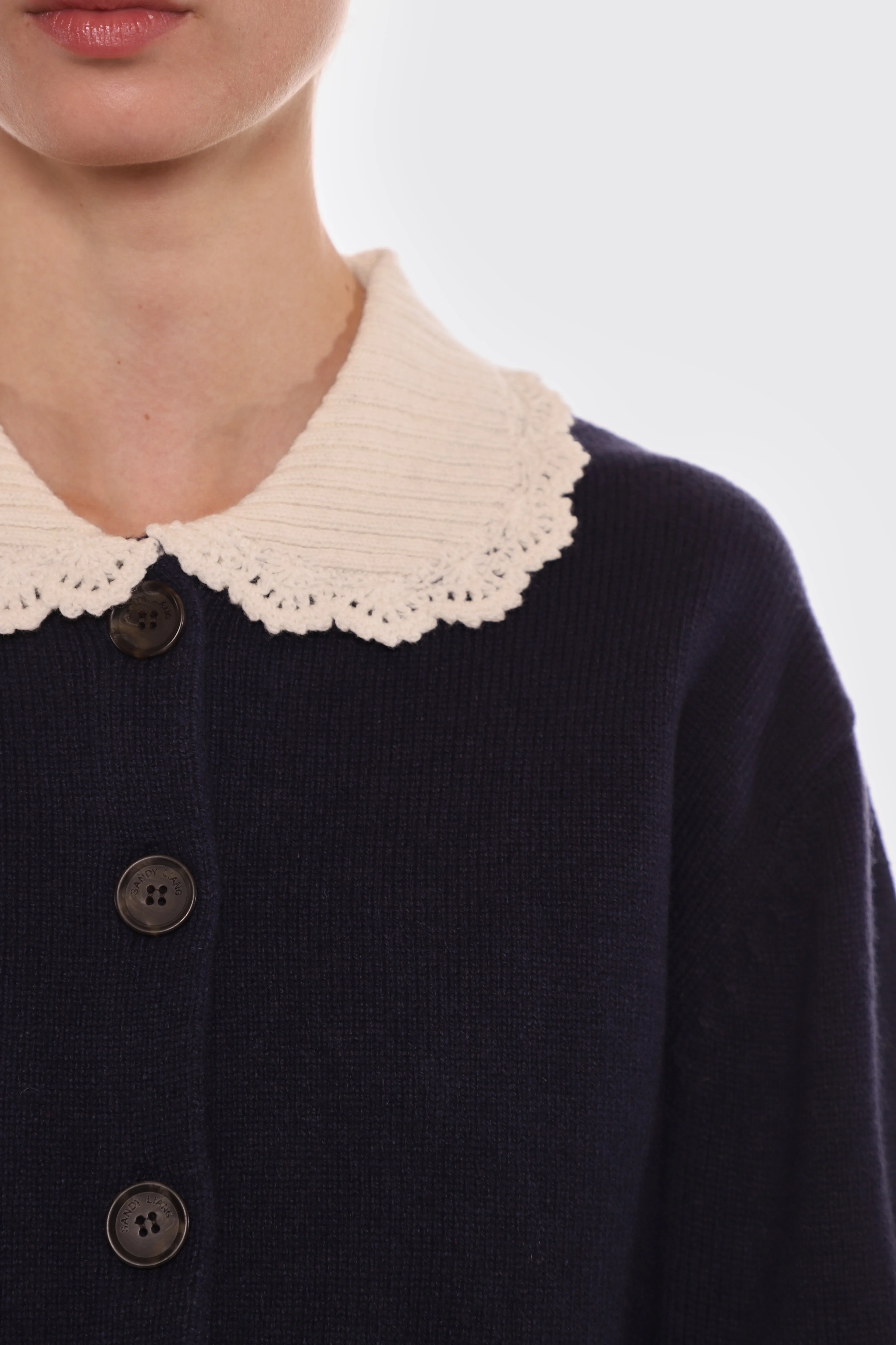 KODA CARDIGAN IN NAVY sold by Sandy Liang product image thumbnail 4