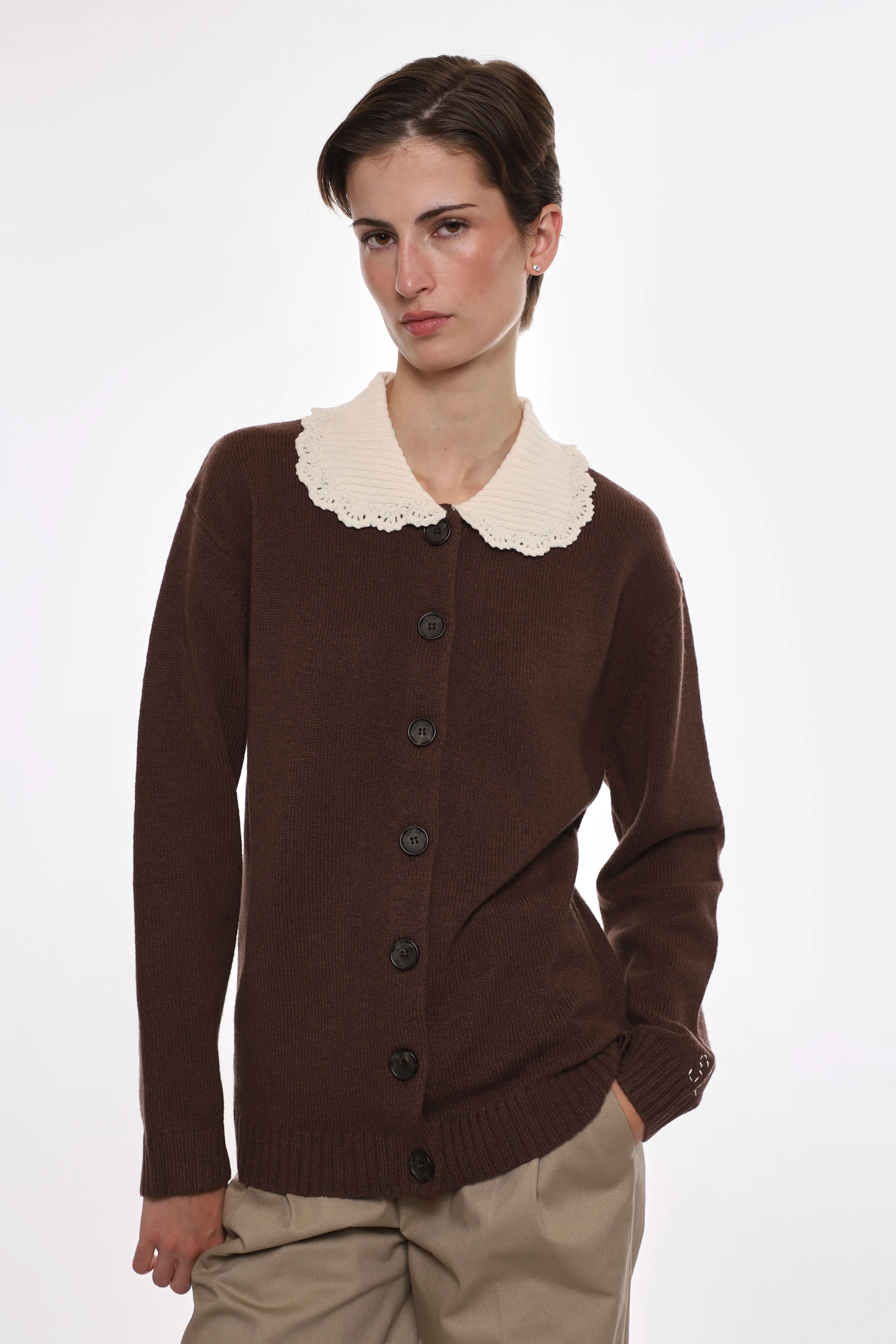 KODA CARDIGAN IN BROWN sold by Sandy Liang product image thumbnail 3