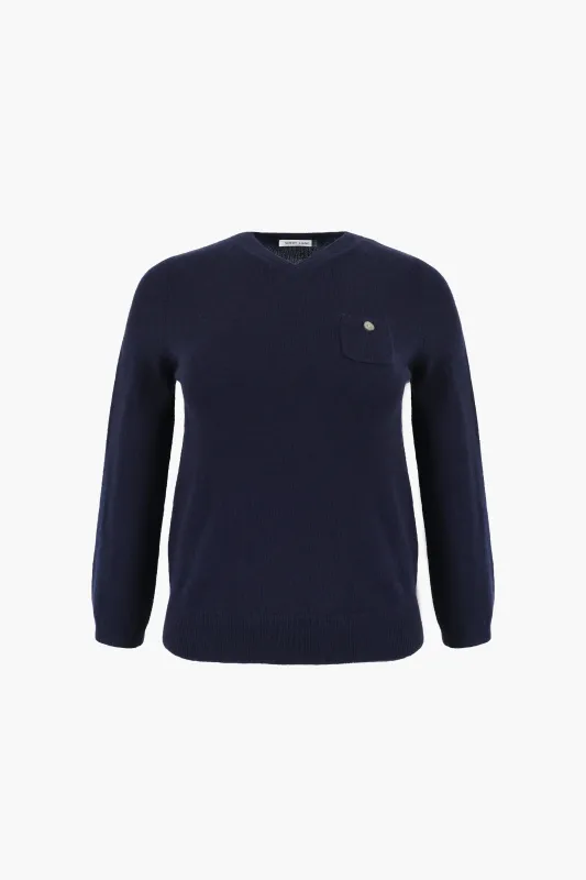 BISKY CASHMERE SWEATER IN NAVY sold by Sandy Liang