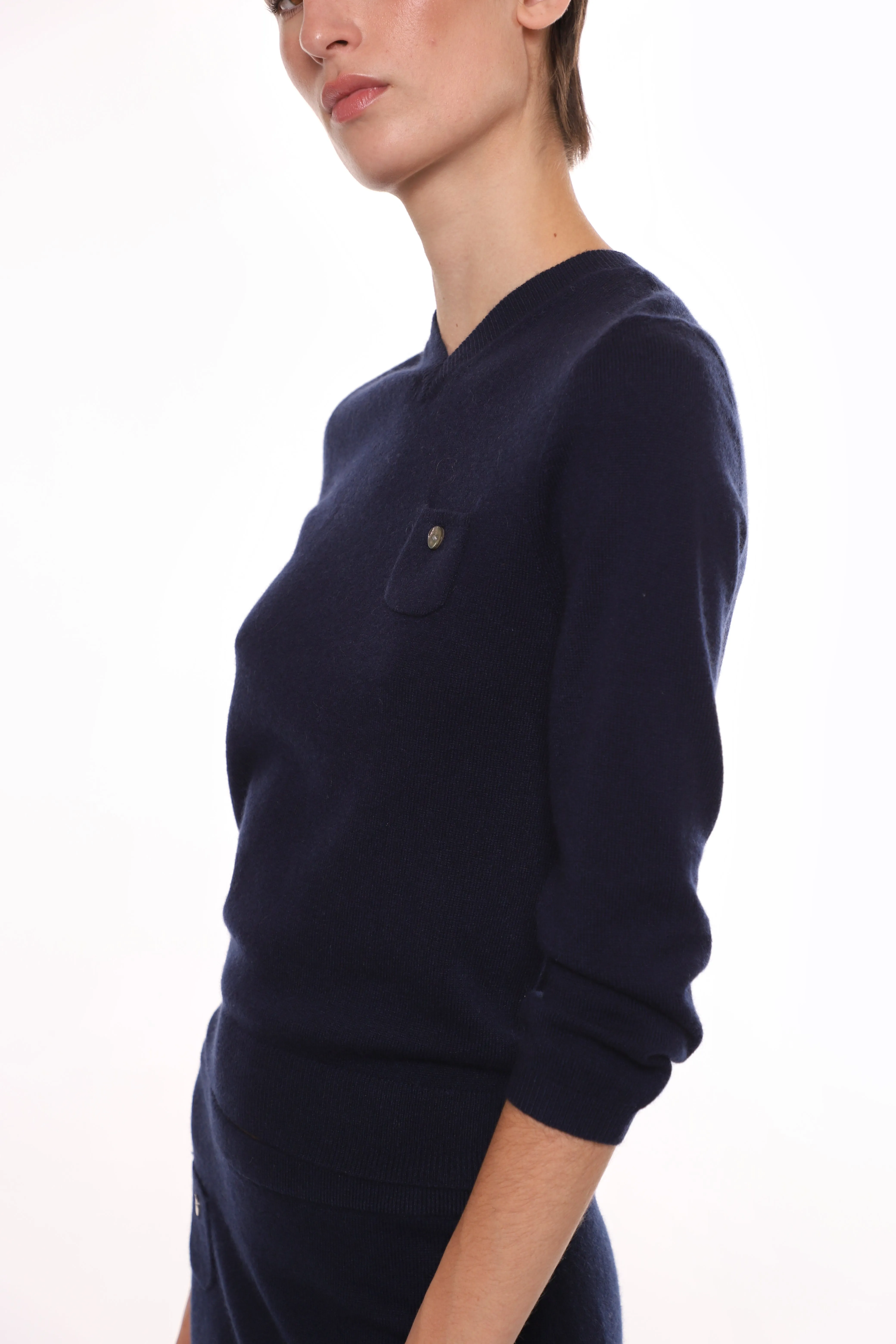 BISKY CASHMERE SWEATER IN NAVY sold by Sandy Liang product image thumbnail 4