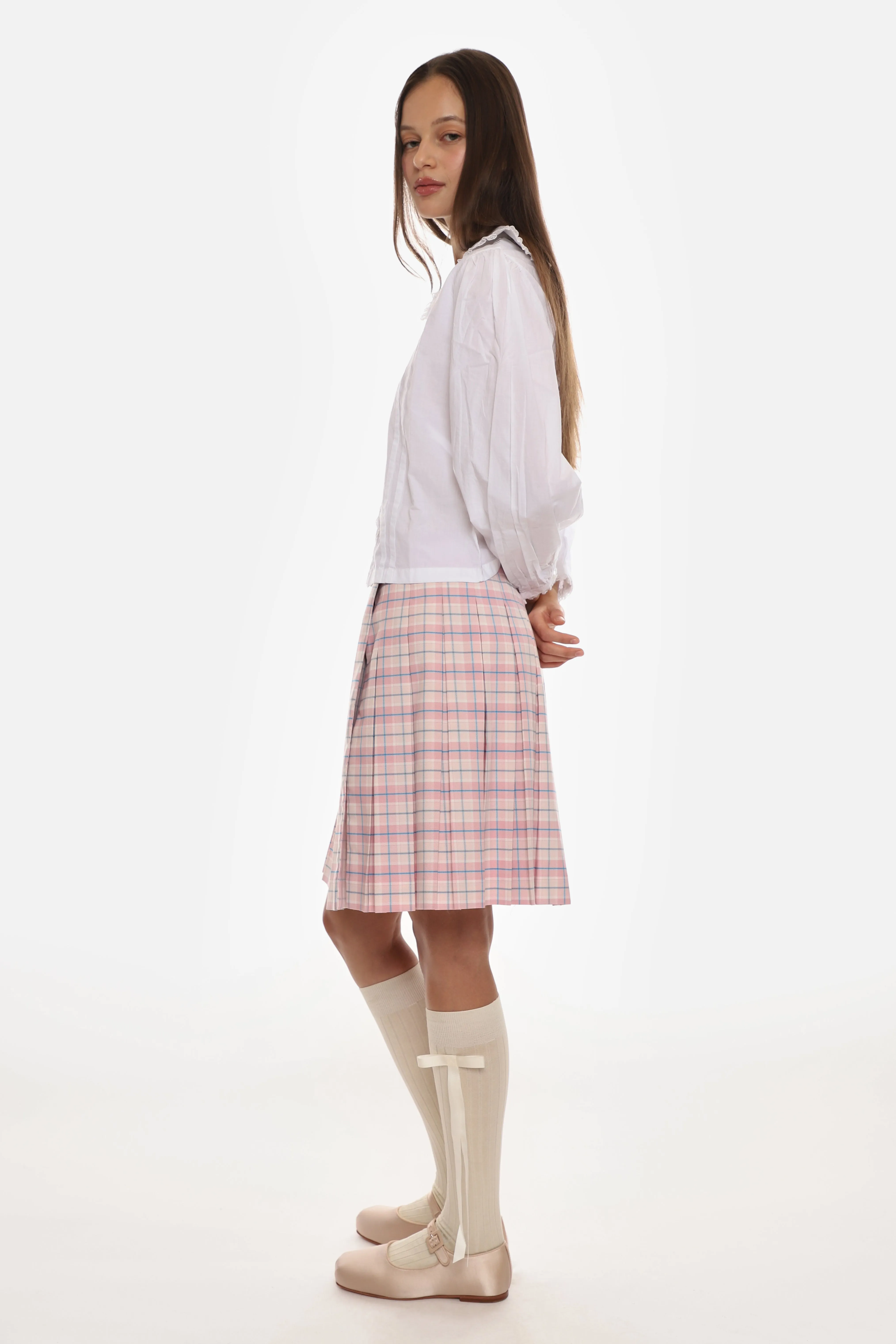 ASTRA SKORT IN PINK TARTAN sold by Sandy Liang product image thumbnail 4