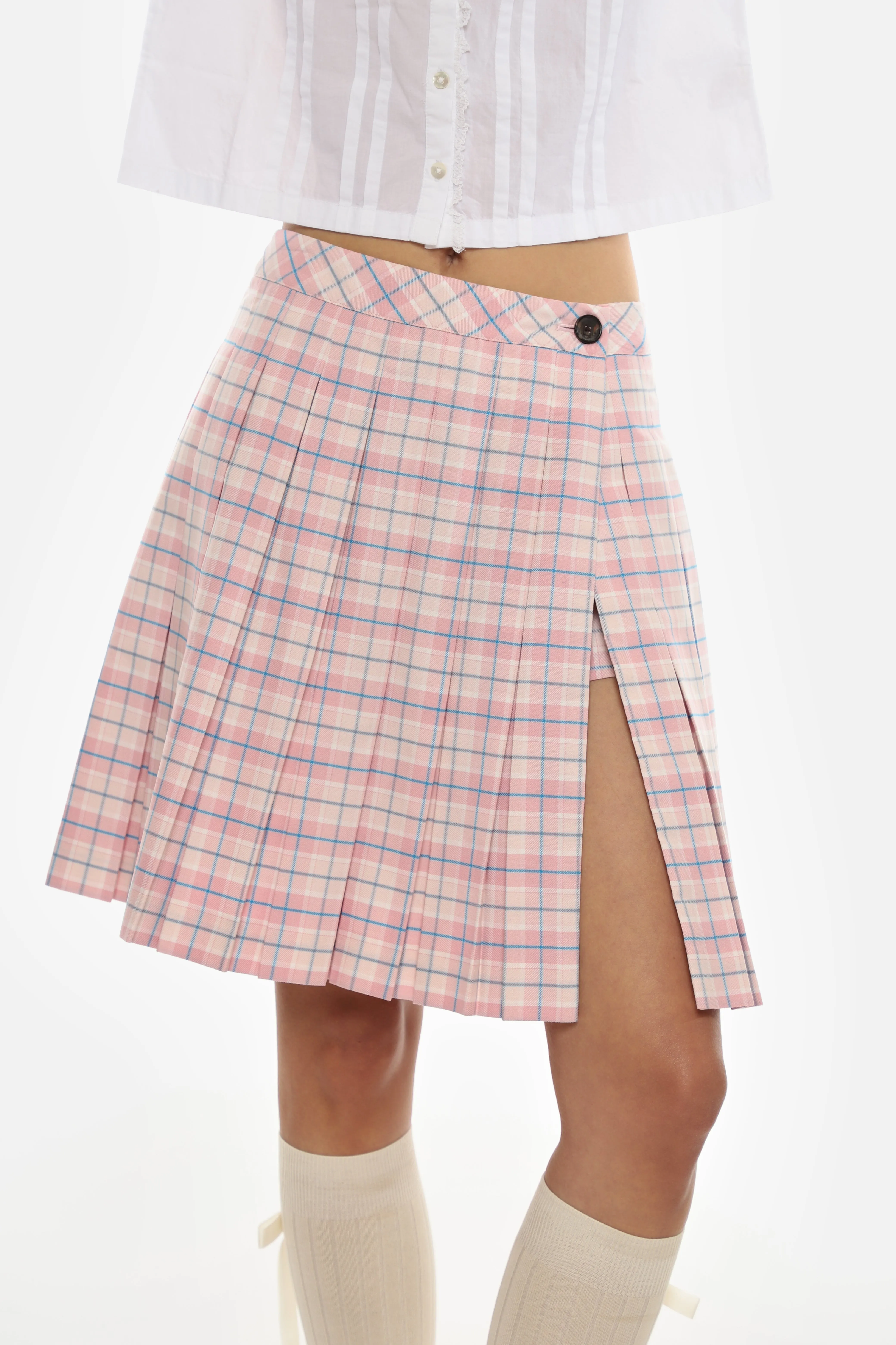 ASTRA SKORT IN PINK TARTAN sold by Sandy Liang product image thumbnail 3