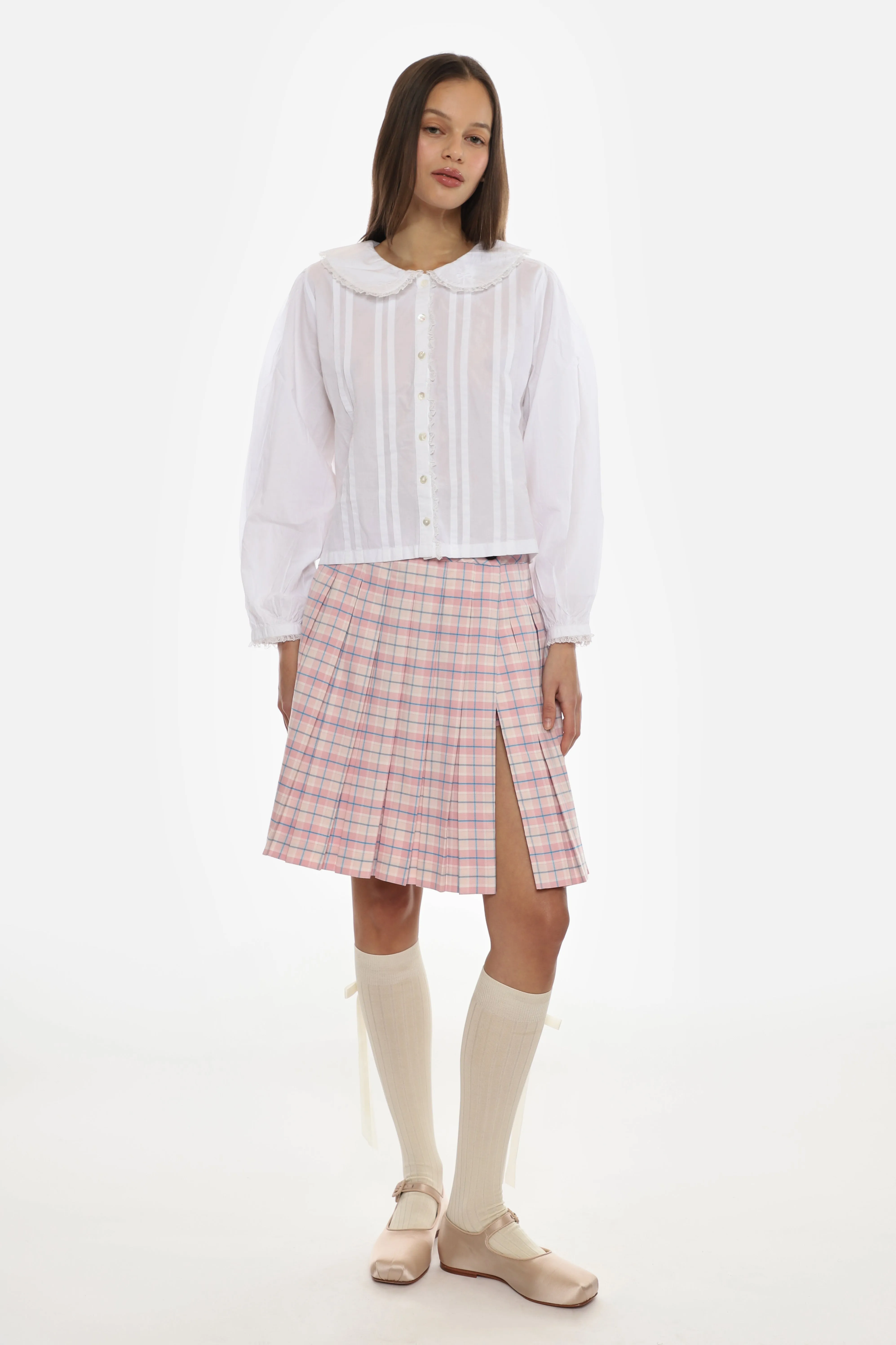 ASTRA SKORT IN PINK TARTAN sold by Sandy Liang product image thumbnail 2