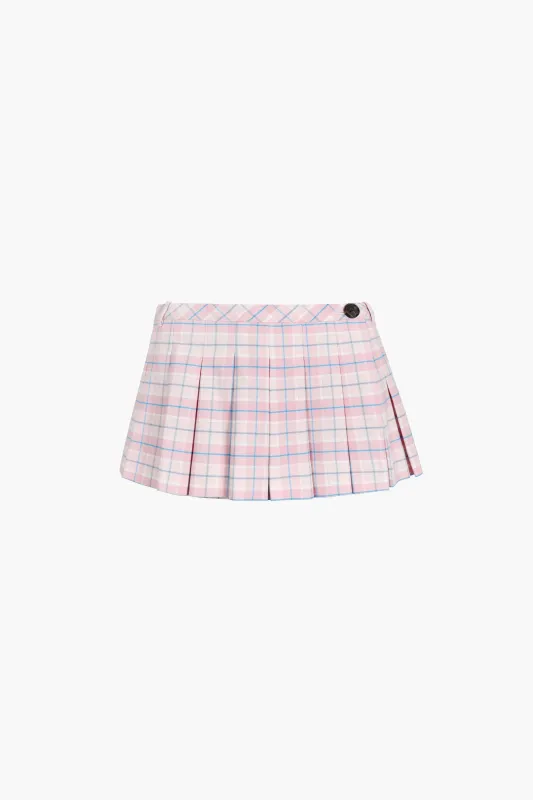 FRANC SKORT IN PINK TARTAN sold by Sandy Liang