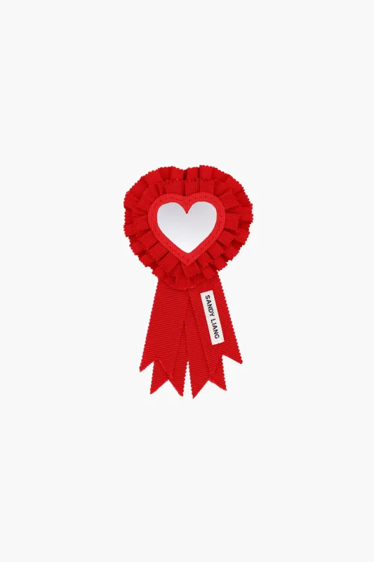 MINI I LOVE YOU BROOCH IN RED made by Sandy Liang