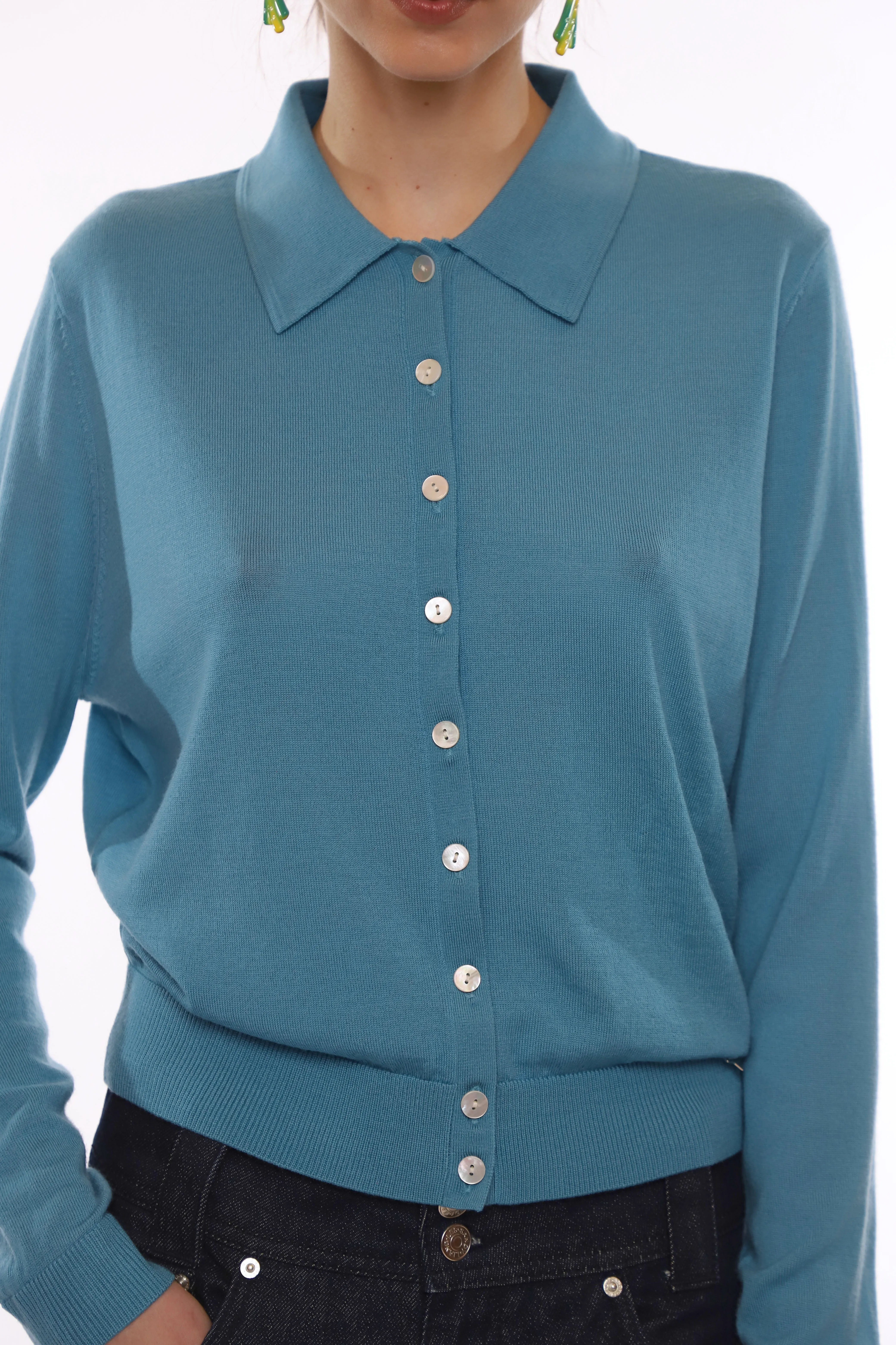LEY CARDIGAN IN CERULEAN sold by Sandy Liang product image thumbnail 5