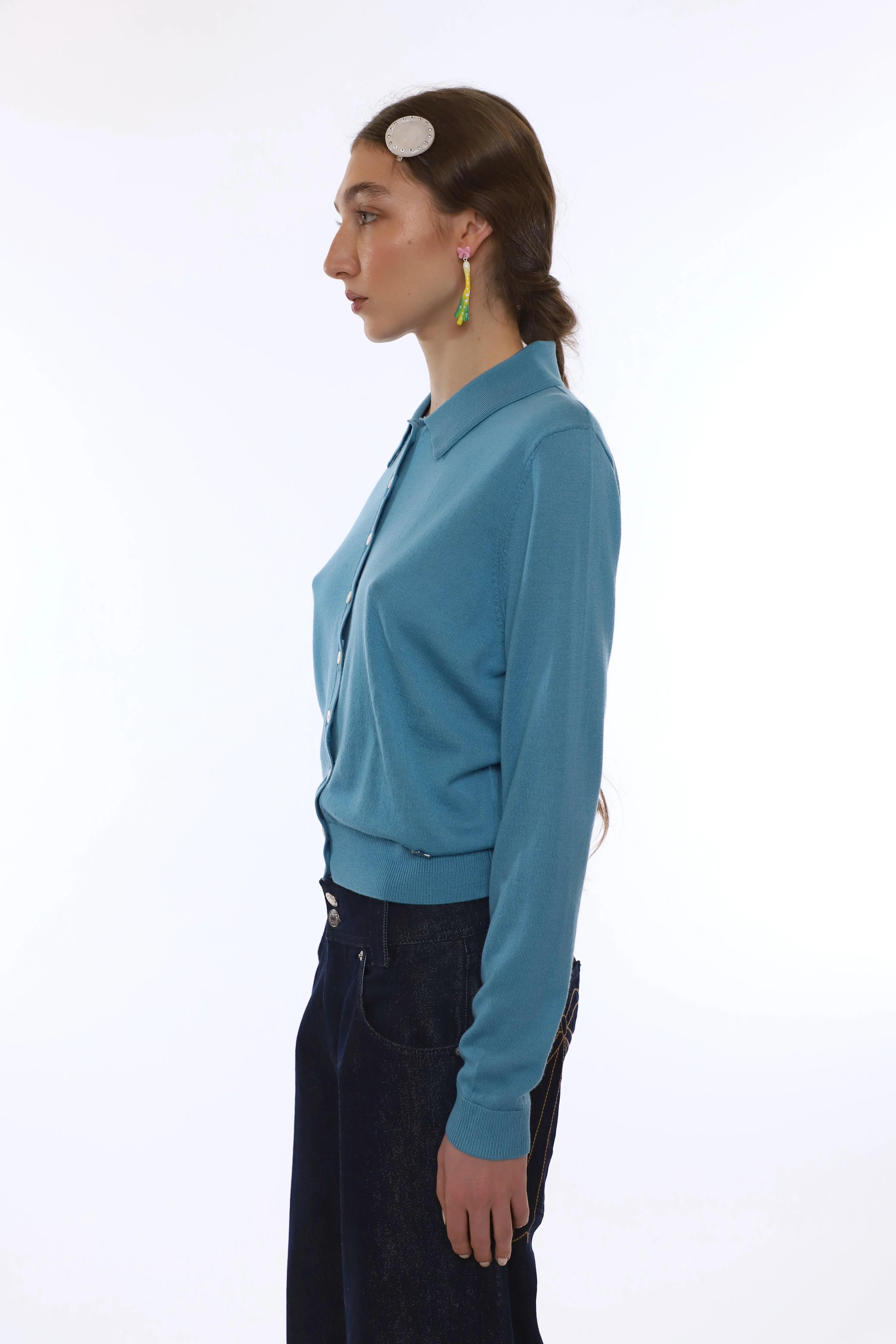 LEY CARDIGAN IN CERULEAN sold by Sandy Liang product image thumbnail 3