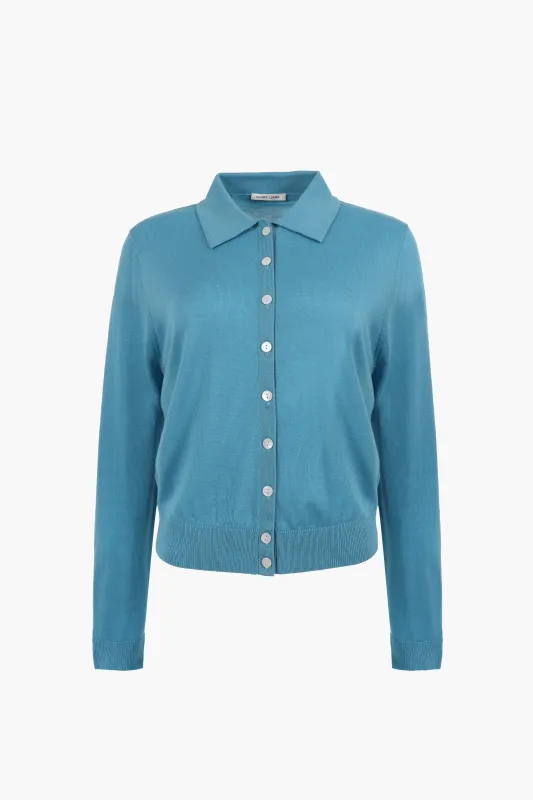 LEY CARDIGAN IN CERULEAN sold by Sandy Liang