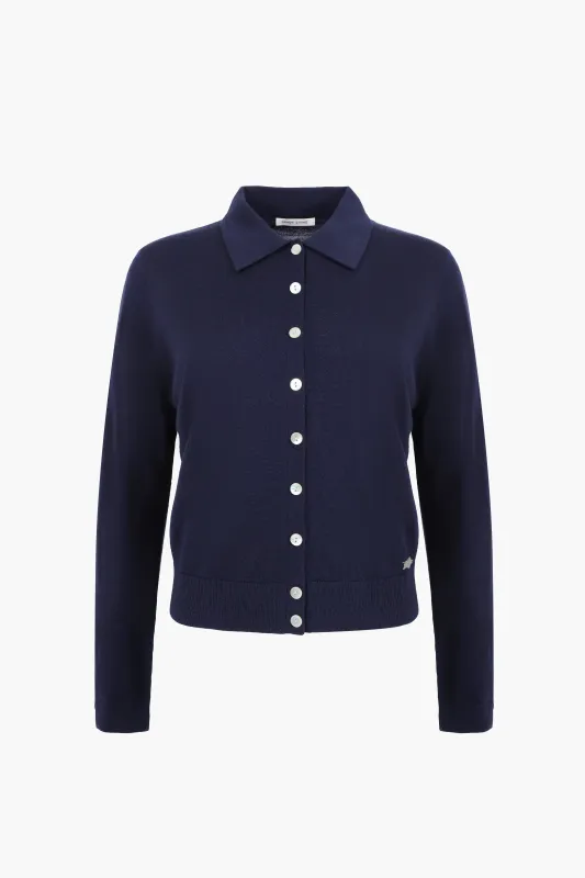 LEY CARDIGAN IN DARK NAVY sold by Sandy Liang