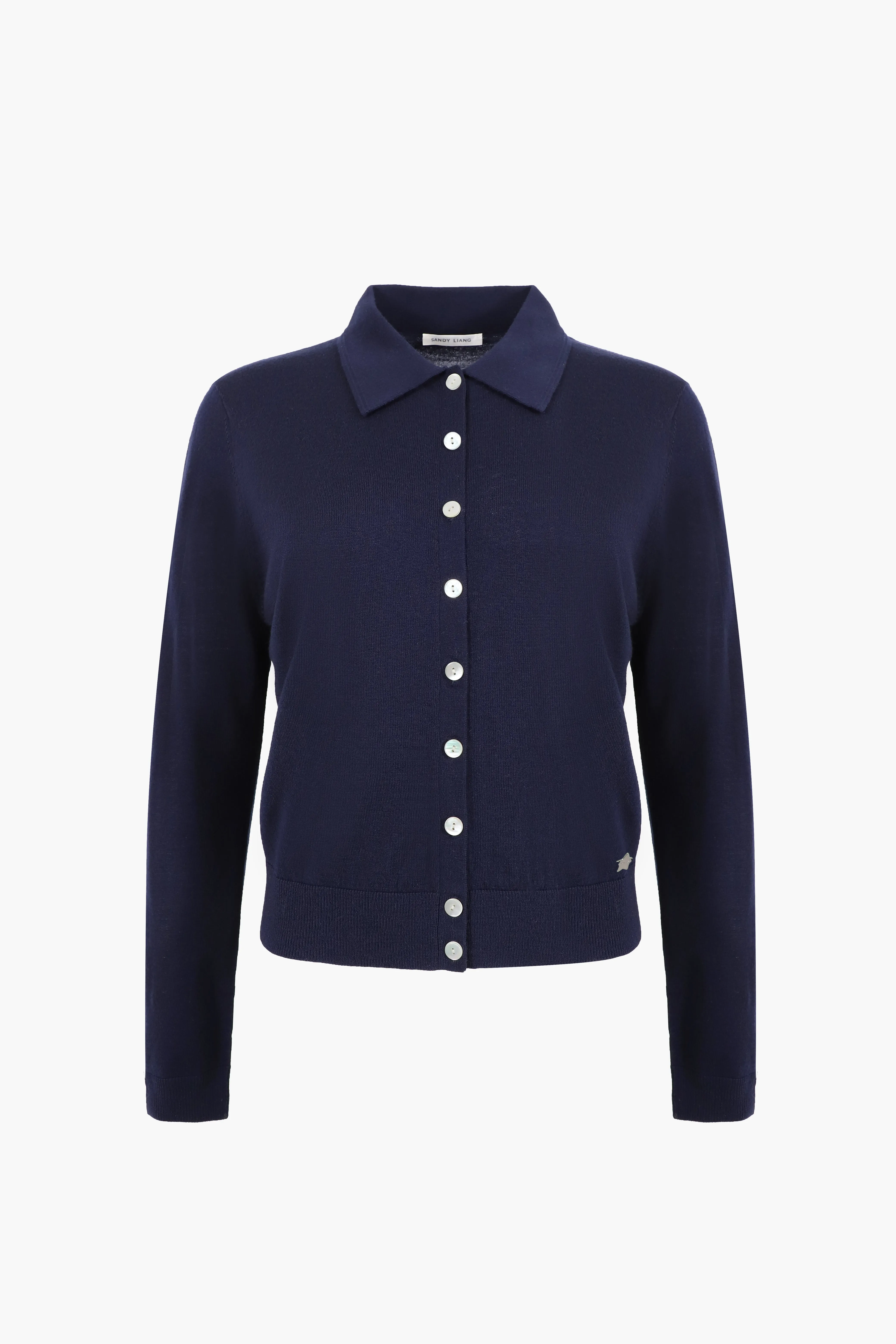 LEY CARDIGAN IN DARK NAVY sold by Sandy Liang