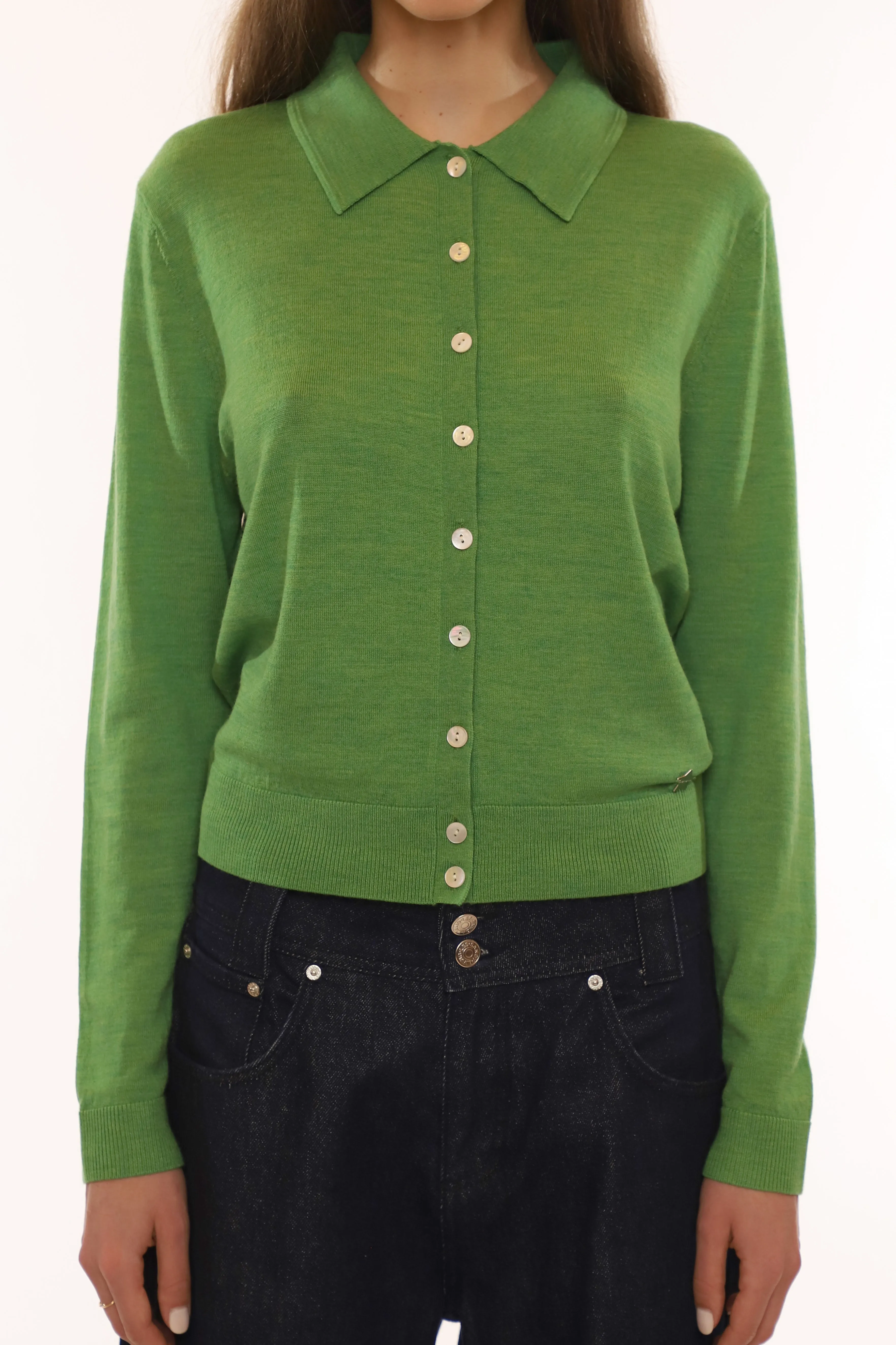 LEY CARDIGAN IN HEATHER GREEN sold by Sandy Liang product image thumbnail 5