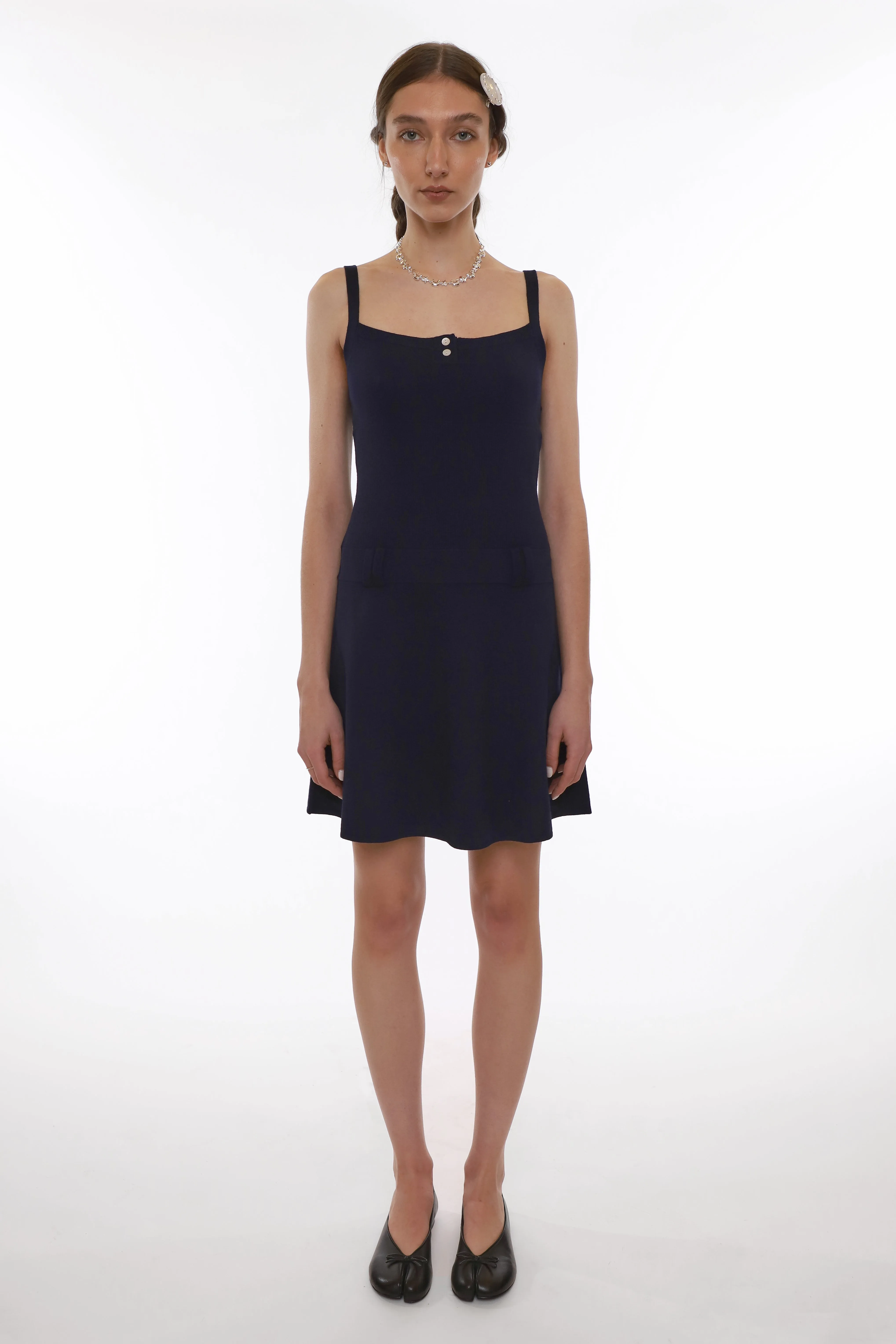 GLACE DRESS IN DARK NAVY sold by Sandy Liang product image thumbnail 2