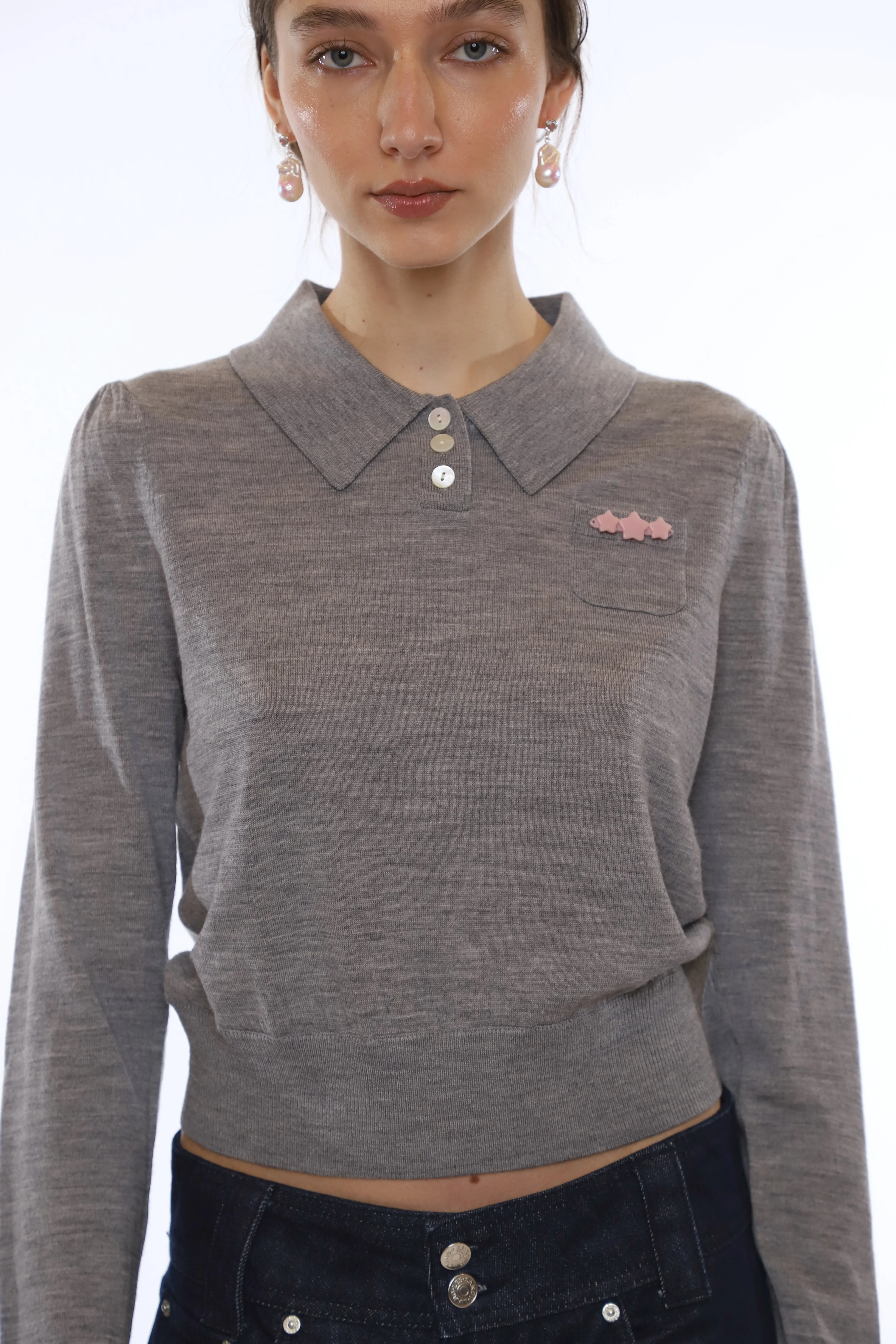 AKIRA SWEATER IN HEATHER GREY sold by Sandy Liang product image thumbnail 3