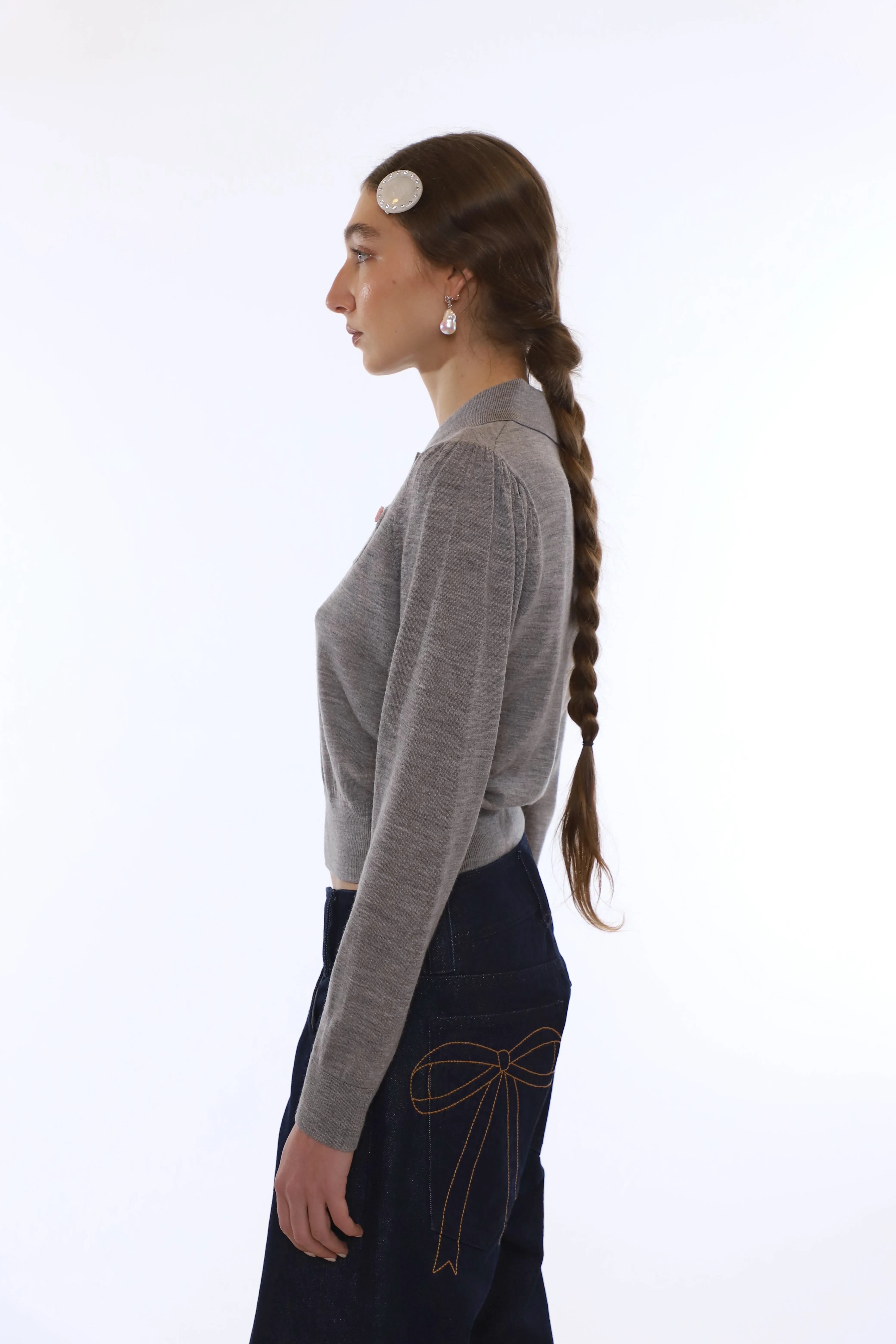 AKIRA SWEATER IN HEATHER GREY sold by Sandy Liang product image thumbnail 4